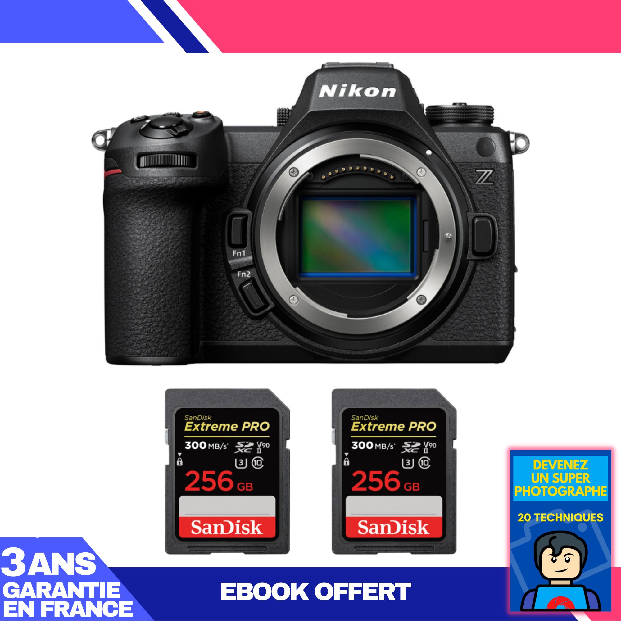 Nikon Z6 III Mirrorless Camera + 2 SanDisk 256GB Extreme PRO UHS-II SDXC Cards + Ebook: 'Become a Super Photographer'
