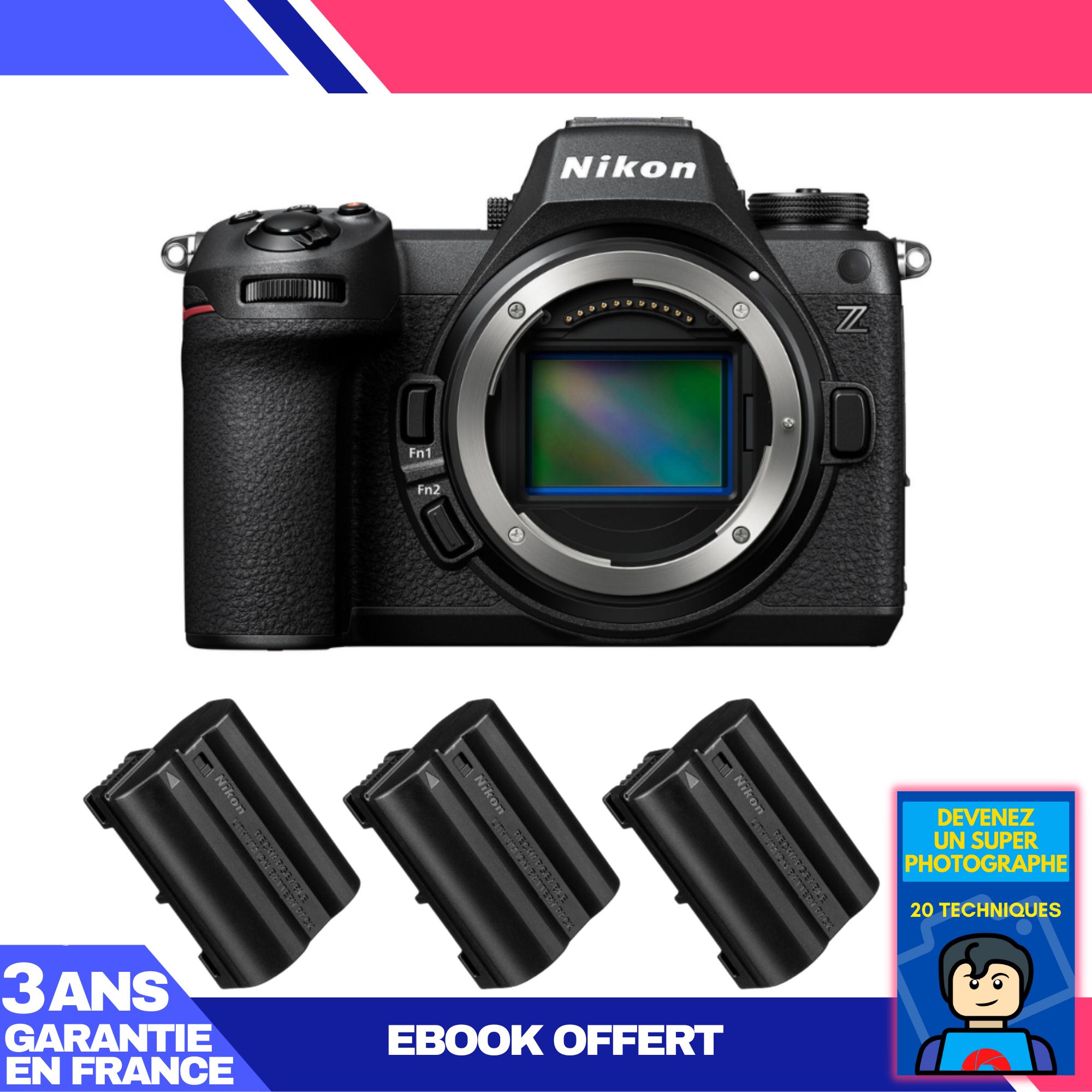 Nikon Z6 III Camera + 3 EN-EL15c Batteries + Ebook: Become a Super Photographer