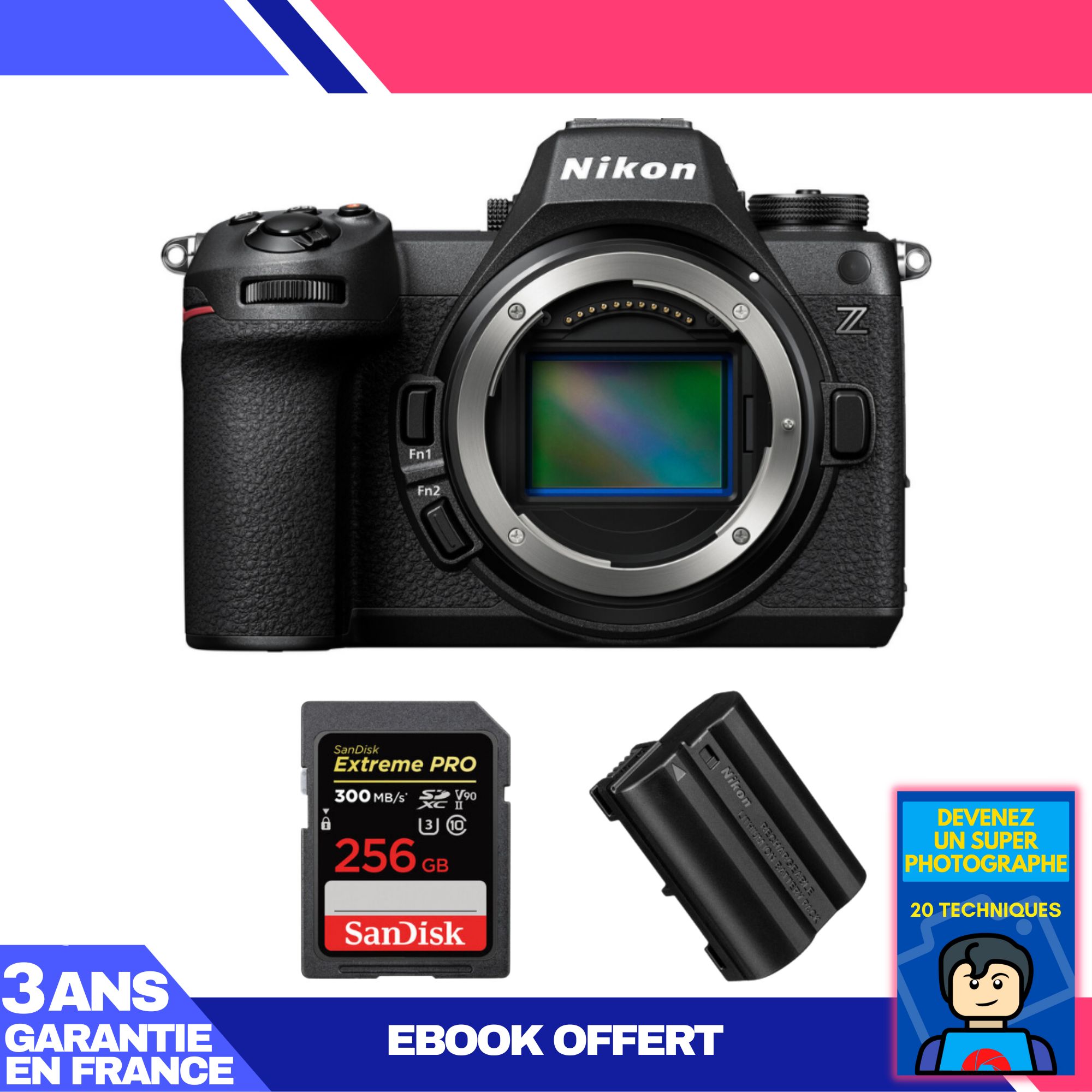 Nikon Z6 III Camera + 1 SanDisk 256GB Extreme PRO UHS-II SDXC Card 300MB/s + 1 Nikon EN-EL15c Battery + Ebook 'Become a Super Photographer'