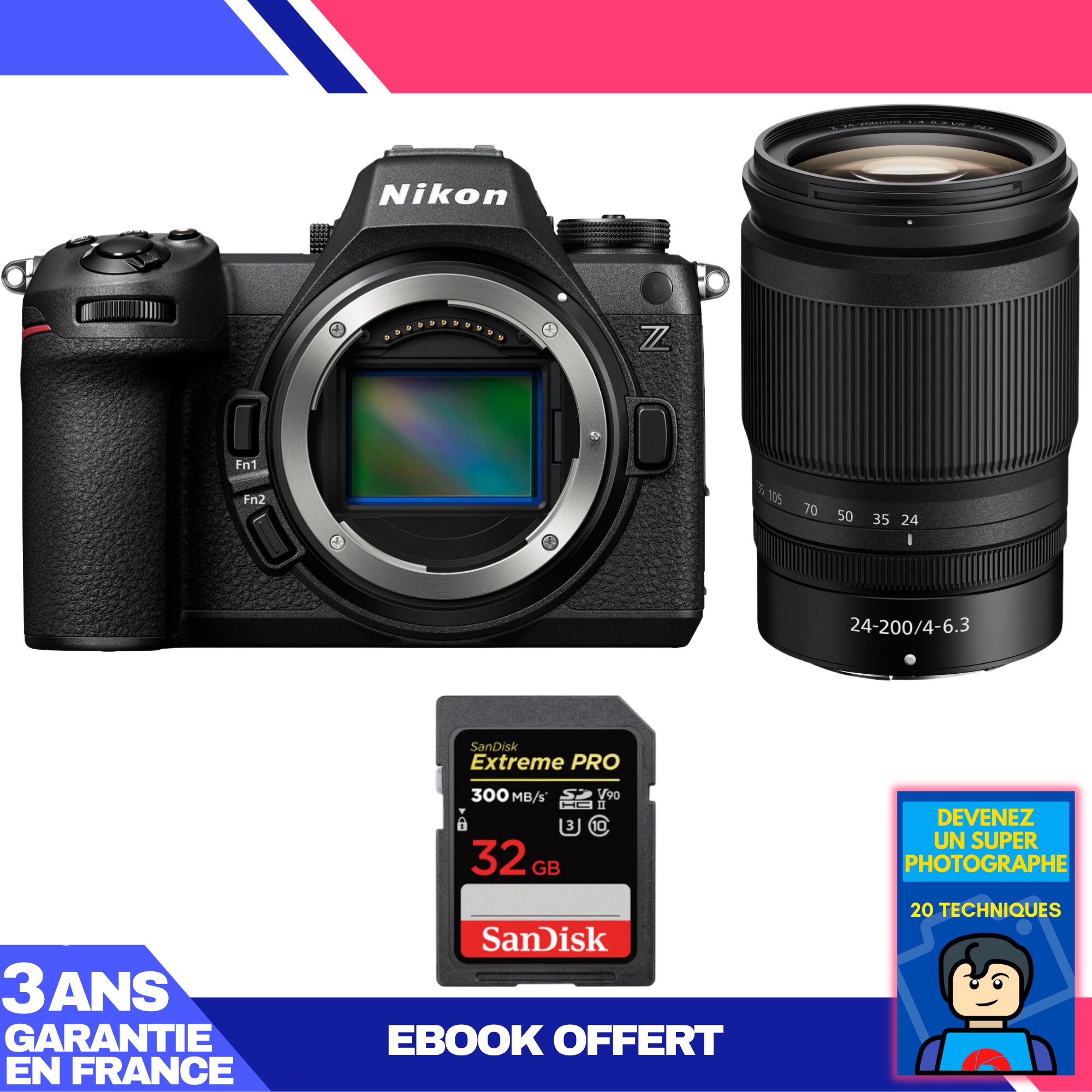 Nikon Z6 III Kit with Z 24-200mm f/4-6.3 VR and 1x 32GB SanDisk Extreme PRO UHS-II SDXC Card (300MB/s) + Ebook 'Become a Super Photographer'