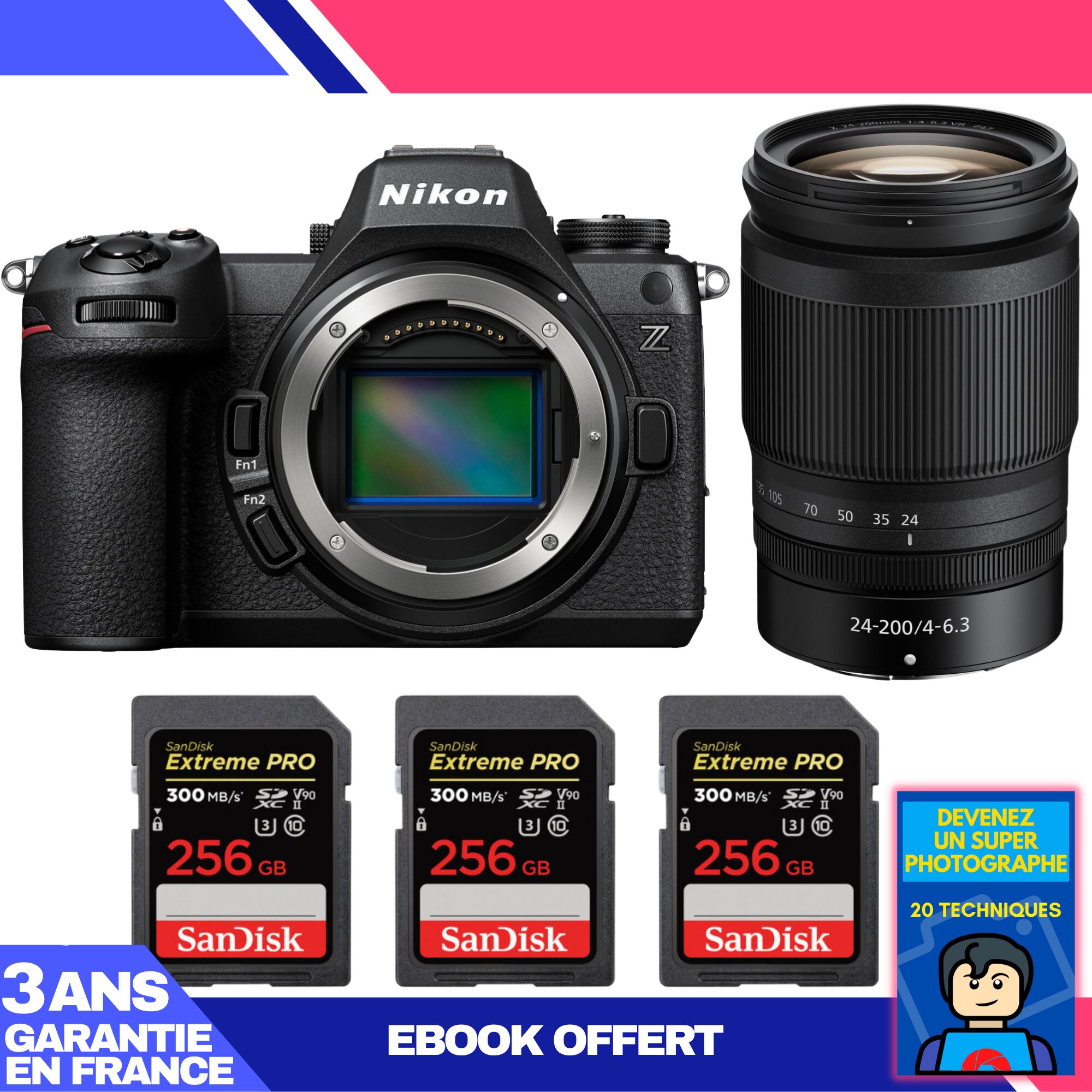 Nikon Z6 III Kit with Z 24-200mm f/4-6.3 VR Lens + 3 SanDisk 256GB Extreme PRO UHS-II SDXC Cards