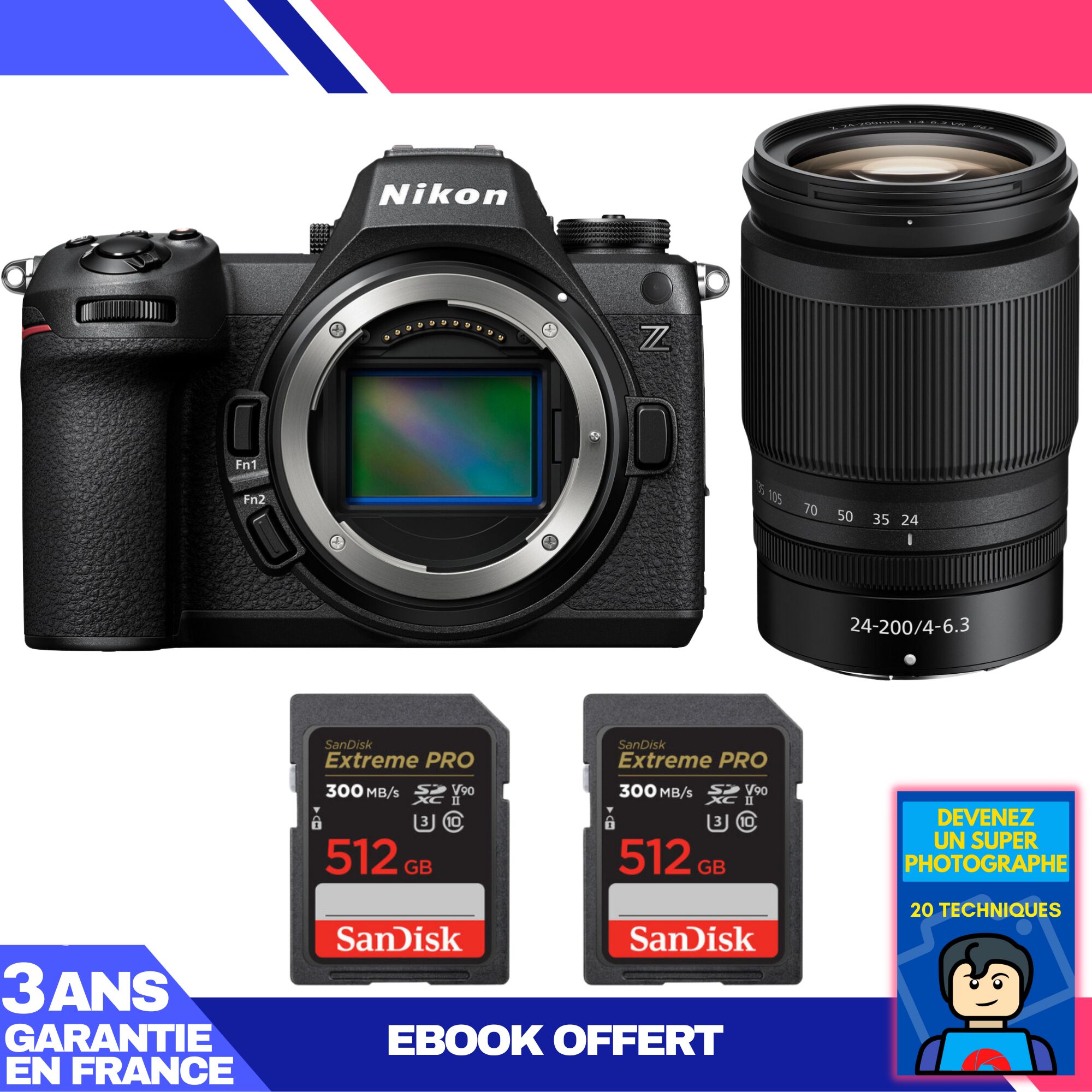 Nikon Z6 III Kit with Z 24-200mm f/4-6.3 VR Lens + 2 SanDisk 512GB Extreme PRO UHS-II SDXC Cards