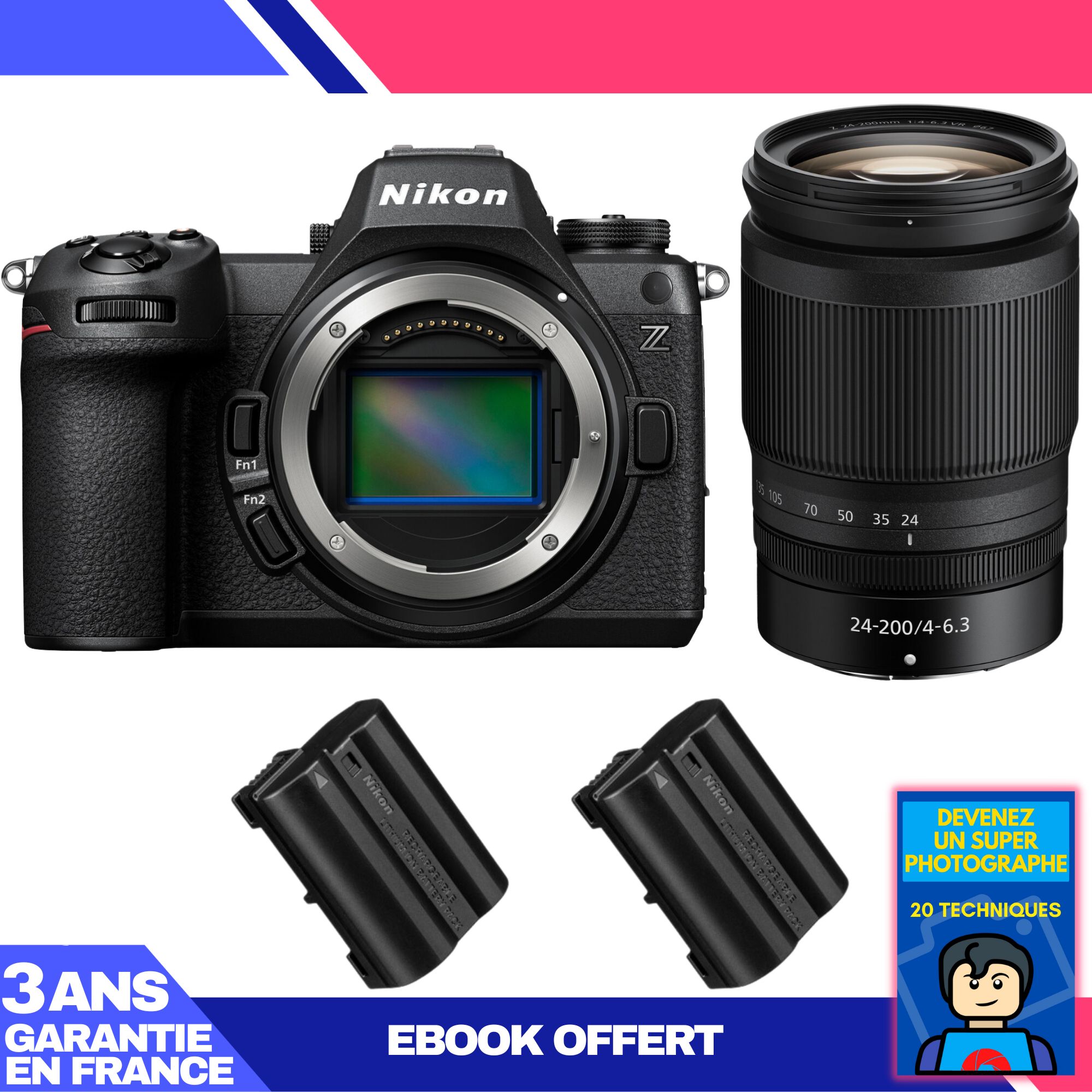 Nikon Z6 III Kit with Z 24-200mm f/4-6.3 VR Lens + 2 EN-EL15c Batteries + Ebook: Become a Super Photographer