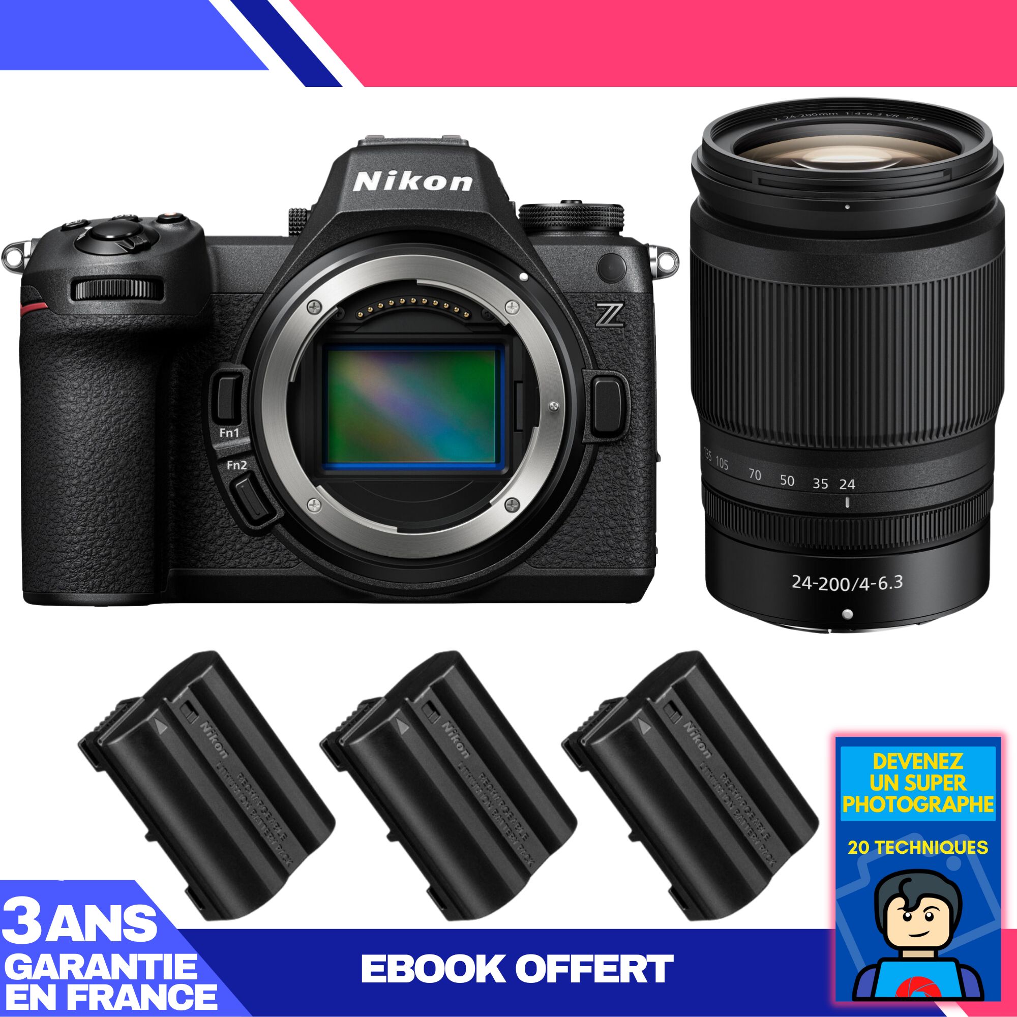 Nikon Z6 III Kit with Z 24-200mm f/4-6.3 VR Lens + 3 EN-EL15c Batteries + 'Become a Super Photographer' Ebook
