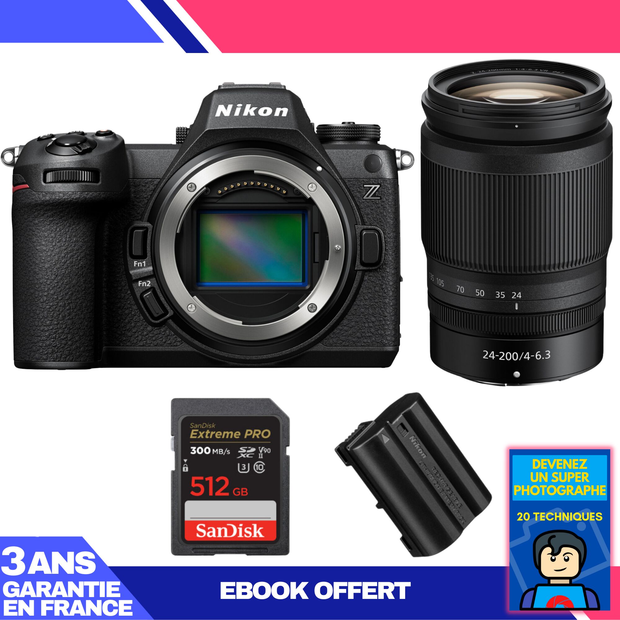Nikon Z6 III Kit with Z 24-200mm f/4-6.3 VR and 1x 512GB SanDisk Extreme PRO UHS-II SDXC Card + 1x Nikon EN-EL15c