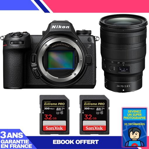 Nikon Z6 III Camera Kit with Z 24-70mm f/2.8 S Lens + 2x 32GB SanDisk Extreme PRO UHS-II SDXC Cards