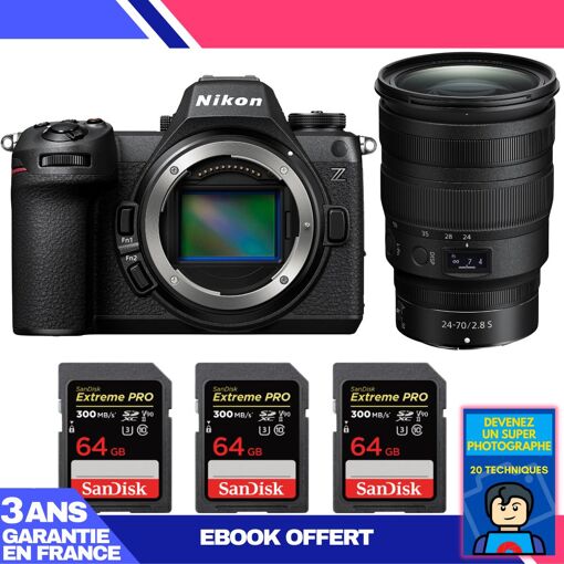 Nikon Z6 III Camera + Z 24-70mm f/2.8 S Lens + 3 SanDisk 64GB Extreme PRO UHS-II SDXC Cards + 'Become a Super Photographer' Ebook