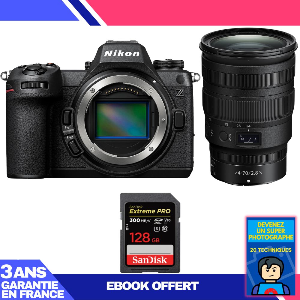 Appareil photo Nikon Z6 III avec objectif Z 24-70mm f/2.8 S et carte SD 128 Go SanDisk Extreme PRO