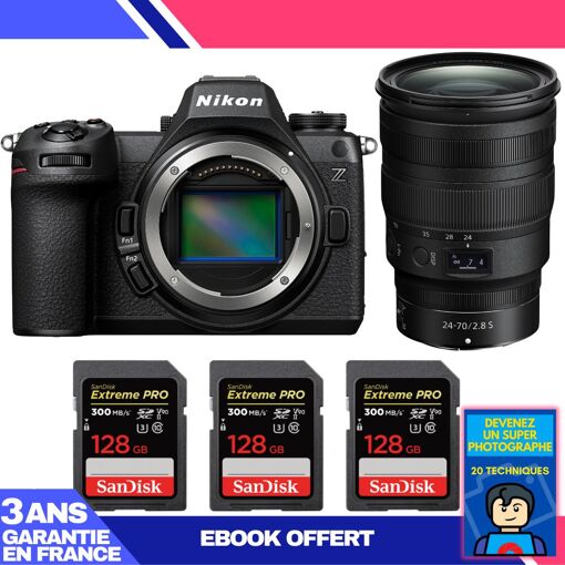 Nikon Z6 III Camera Kit with Z 24-70mm f/2.8 S Lens + 3 SanDisk 128GB Extreme PRO UHS-II SDXC Cards