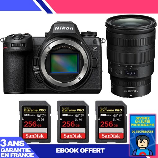 Nikon Z6 III Camera Kit with Z 24-70mm f/2.8 S Lens + 3 SanDisk 256GB Extreme PRO SD Cards + 'Become a Master Photographer' Ebook