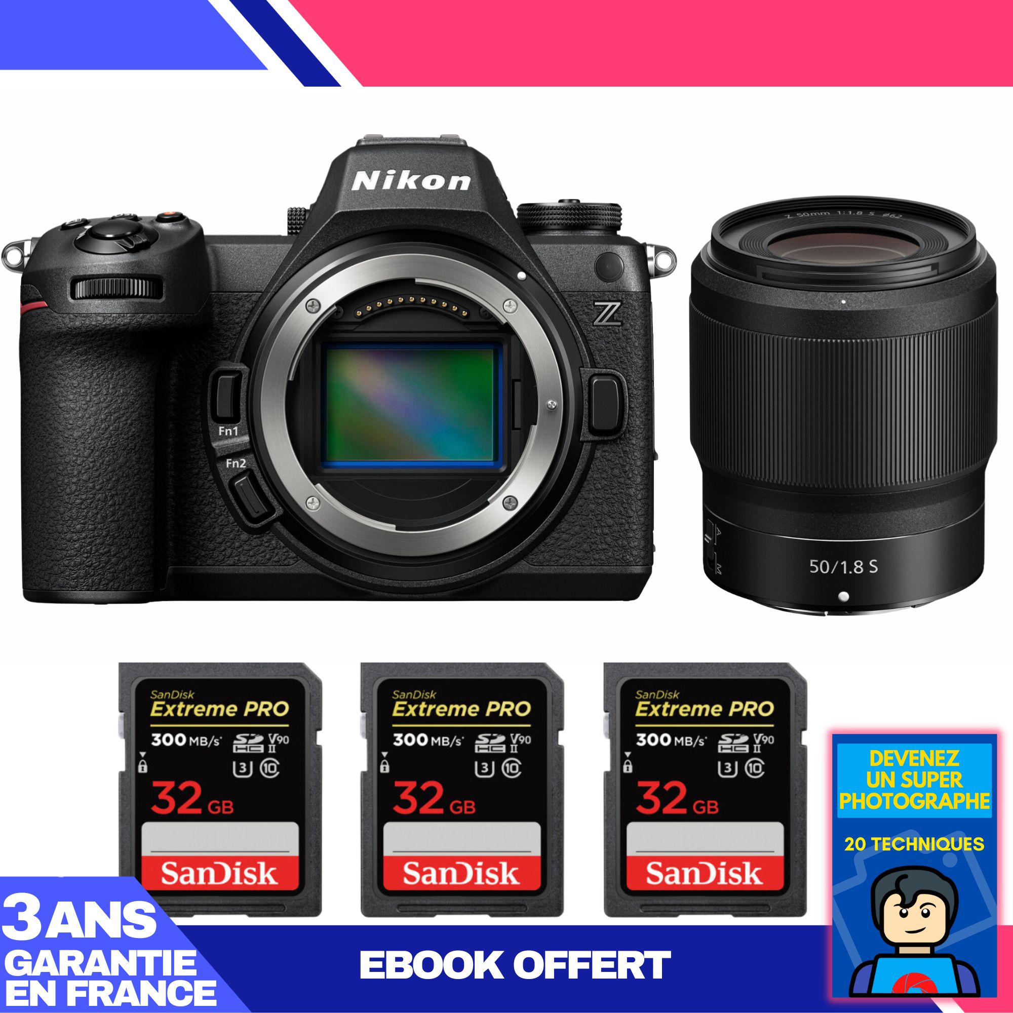 Nikon Z6 III Camera with Z 50mm f/1.8 S Lens + 3 SanDisk 32GB Extreme PRO UHS-II SDXC Cards