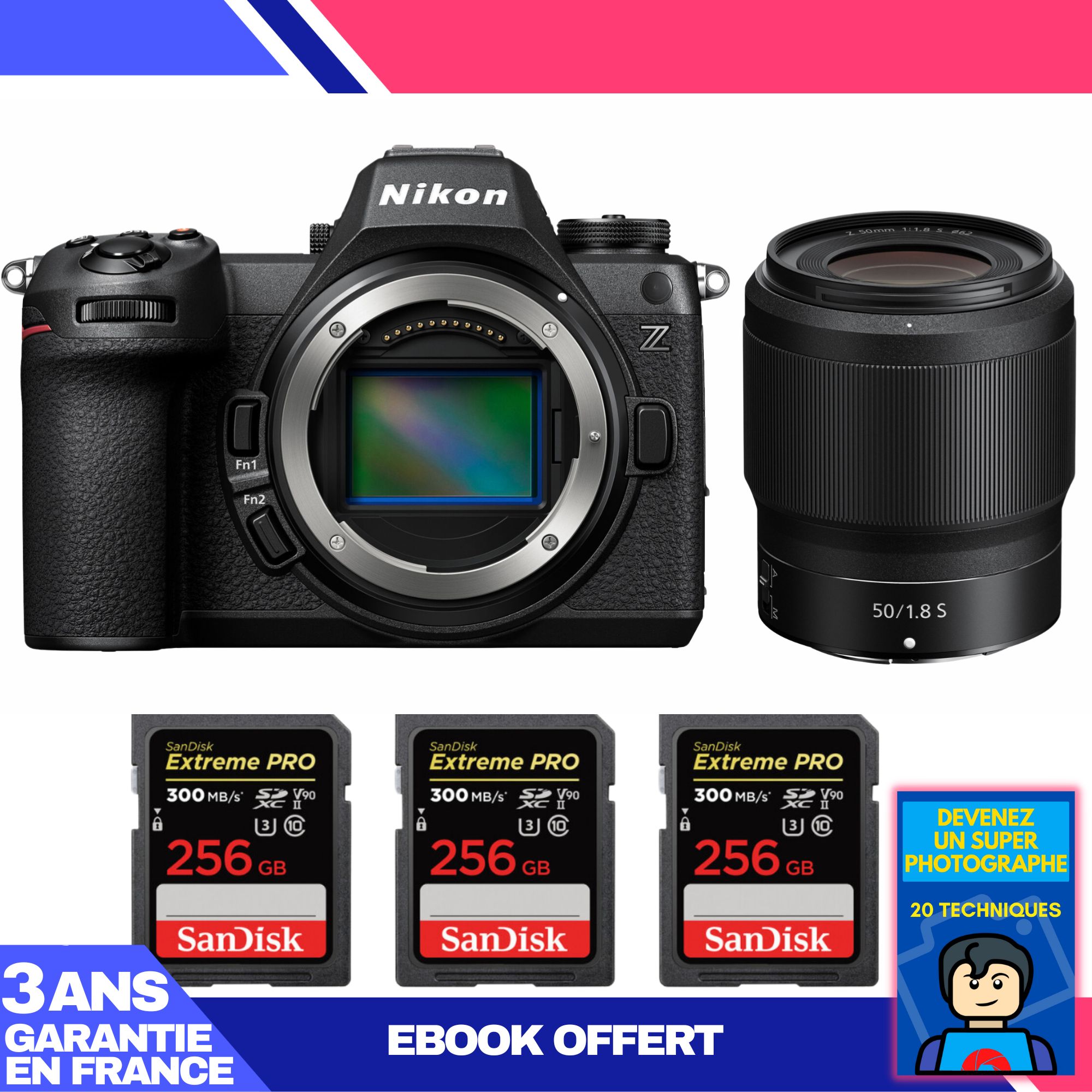 Nikon Z6 III Camera + Z 50mm f/1.8 S Lens + 3x 256GB SanDisk Extreme PRO UHS-II SDXC Cards + 'Become a Super Photographer' Ebook