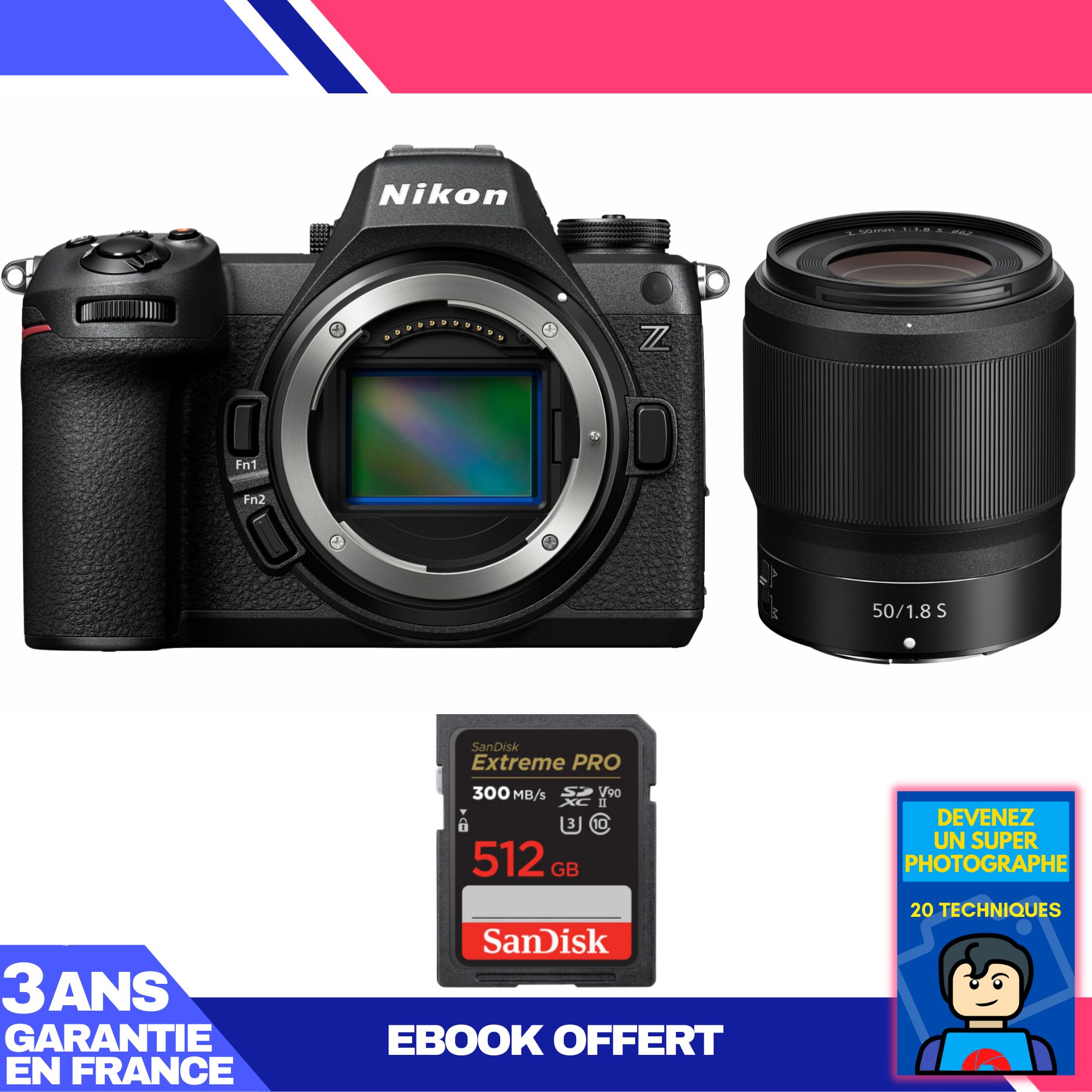 Kit Nikon Z6 III avec objectif Z 50mm f/1.8 S + carte SD 512 Go SanDisk Extreme PRO