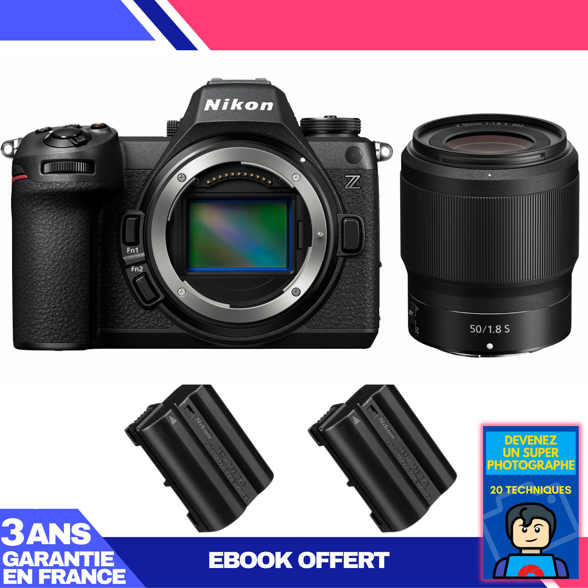 Nikon Z6 III + Z 50mm f/1.8 S Lens Kit with 2 EN-EL15c Batteries and Ebook