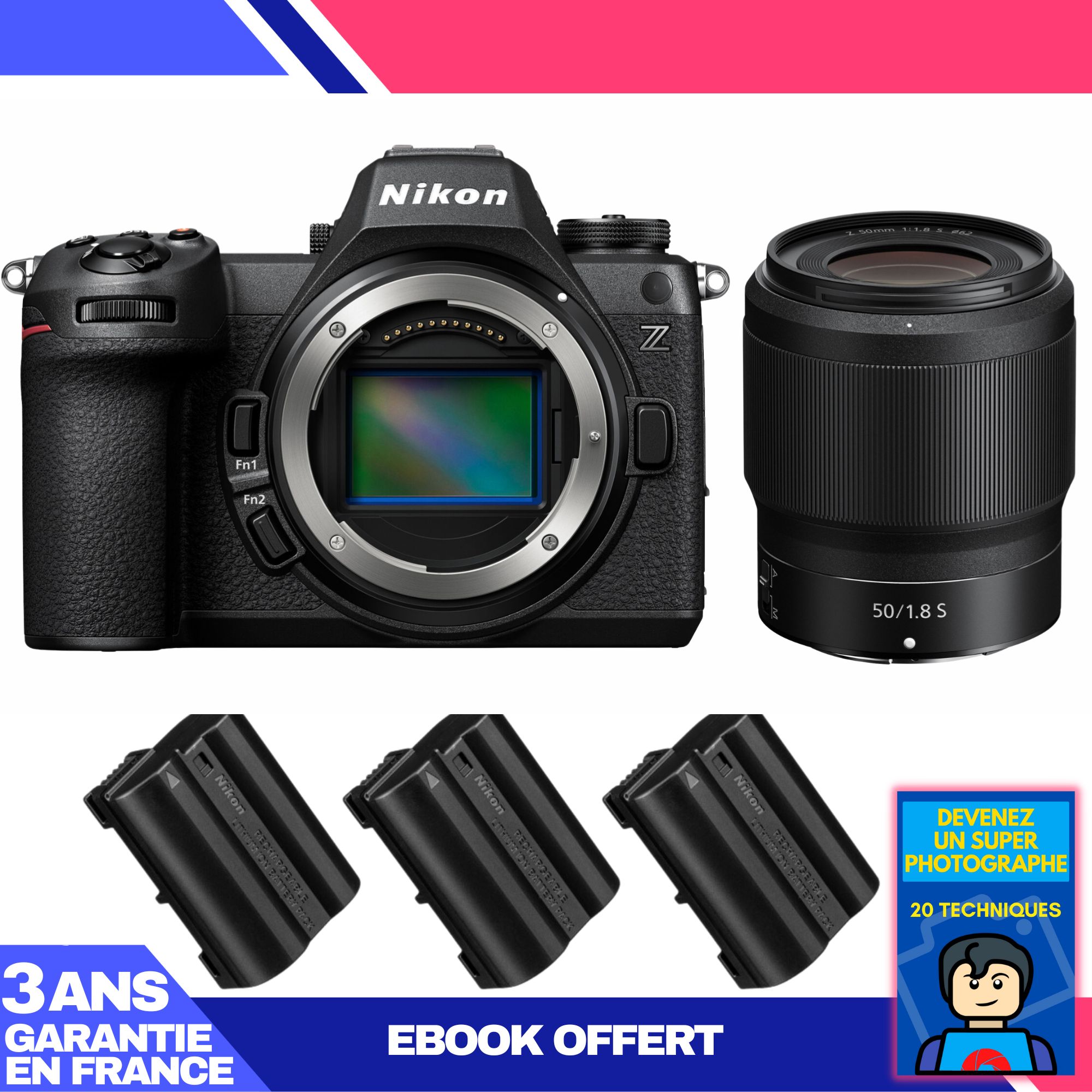 Nikon Z6 III Camera + Z 50mm f/1.8 S Lens + 3 EN-EL15c Batteries + 'Become a Super Photographer' Ebook