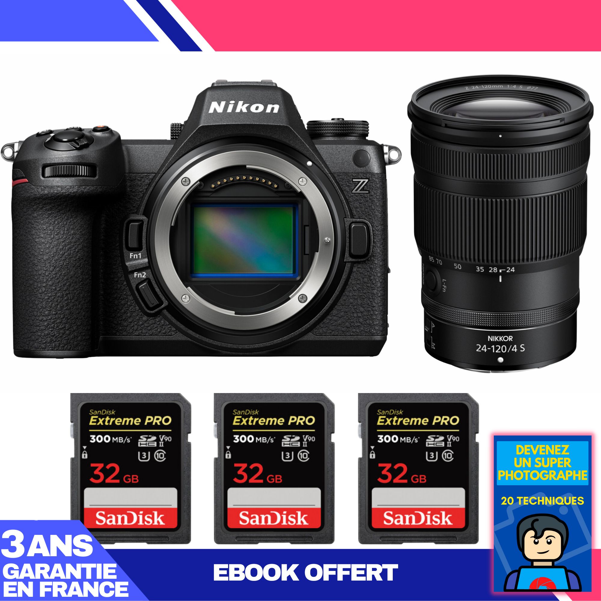 Nikon Z6 III Kit with Z 24-120mm f/4 S Lens + 3x 32GB SanDisk Extreme PRO UHS-II SDXC Memory Cards