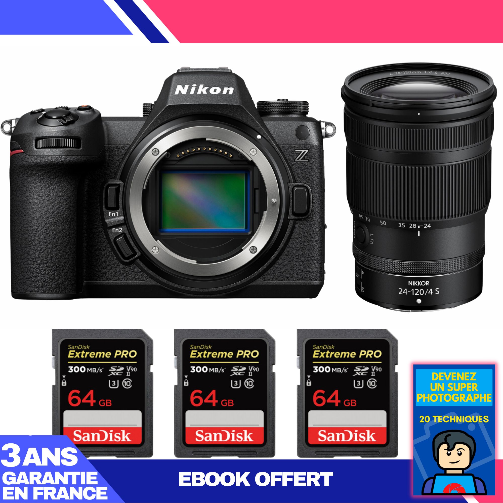 Nikon Z6 III Kit with Z 24-120mm f/4 S Lens + 3 SanDisk 64GB Extreme PRO UHS-II SDXC Cards + 'Become a Master Photographer' Ebook