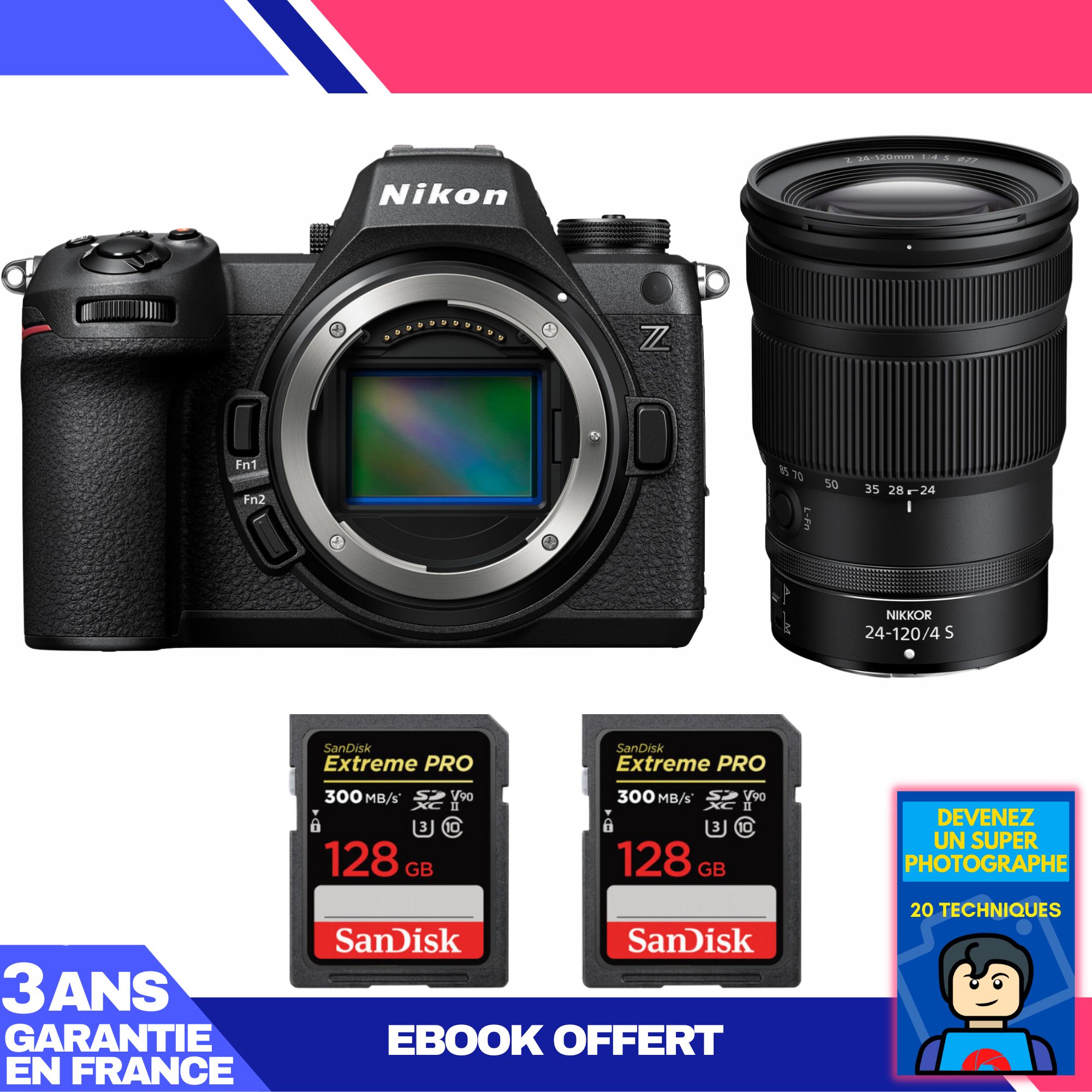 Nikon Z6 III Kit with Z 24-120mm f/4 S Lens + 2 SanDisk 128GB Extreme PRO UHS-II SDXC Cards