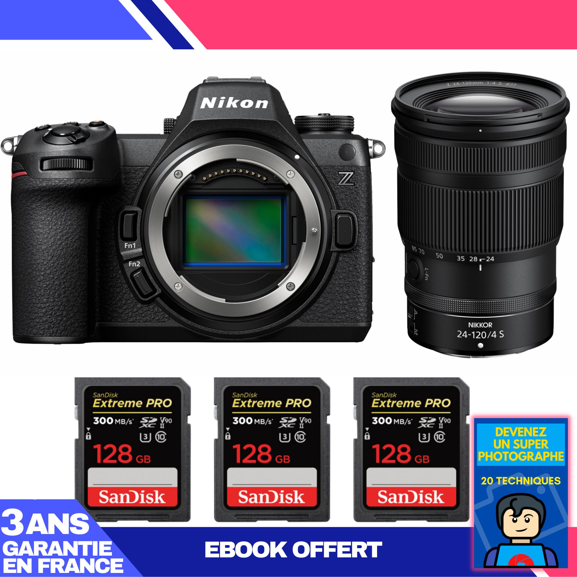 Nikon Z6 III Kit with Z 24-120mm f/4 S Lens + 3x 128GB SanDisk Extreme PRO UHS-II SDXC Cards