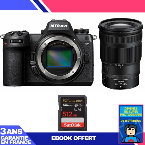 Nikon Z6 III Mirrorless Camera Kit with Z 24-120mm f/4 S Lens + 512GB SanDisk Extreme PRO SD Card + Ebook: Become a Super Photographer