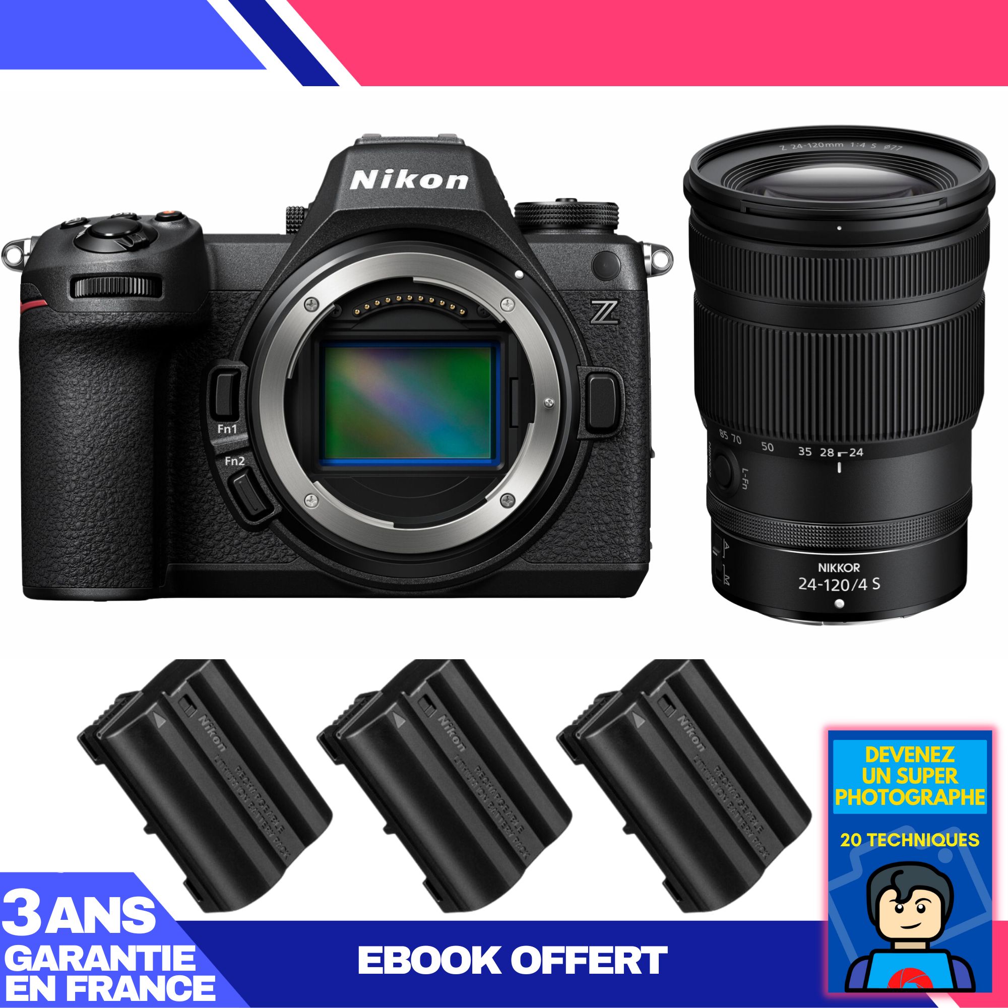 Nikon Z6 III Kit with Z 24-120mm f/4 S Lens + 3 EN-EL15c Batteries + 'Become a Super Photographer' Ebook