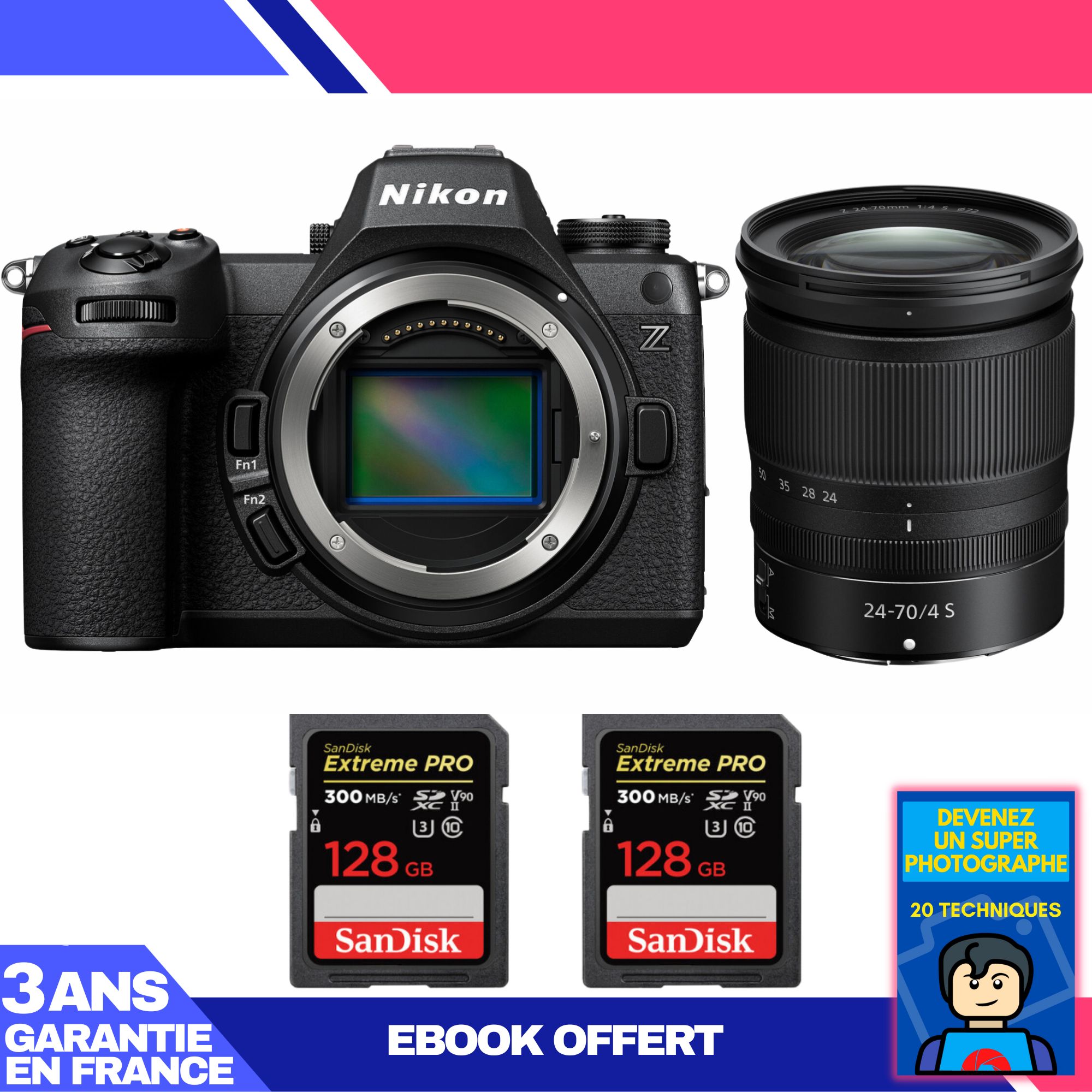 Nikon Z6 III Camera Kit with Z 24-70mm f/4 S Lens + 2x 128GB SanDisk Extreme PRO SDXC Cards