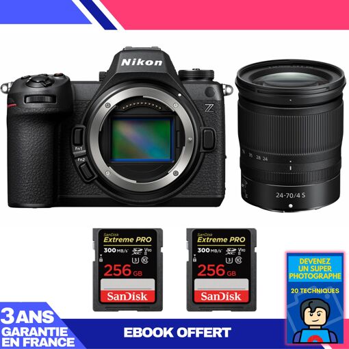 Nikon Z6 III Mirrorless Camera + Z 24-70mm f/4 S Lens + 2x SanDisk 256GB Extreme PRO UHS-II SDXC Cards