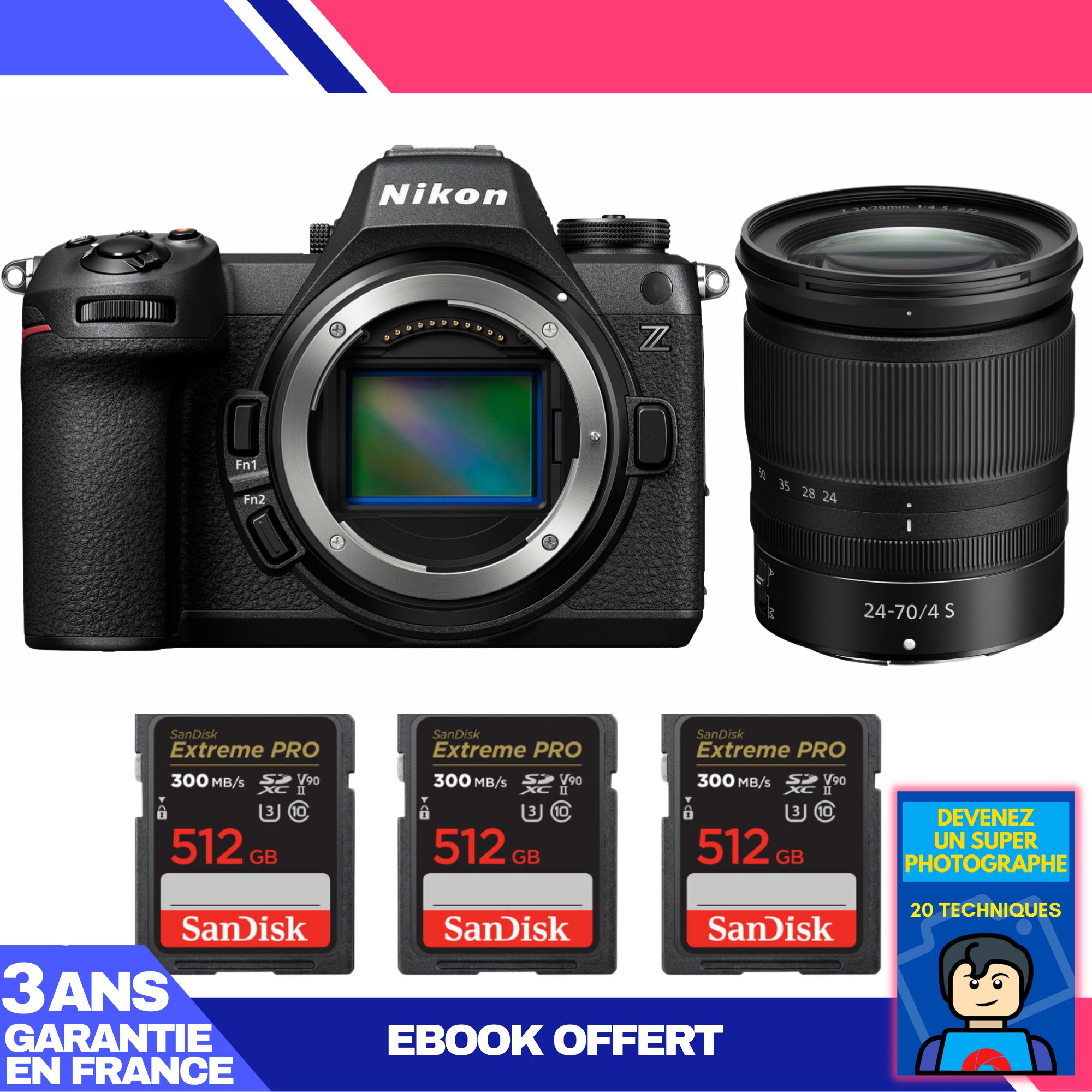 Nikon Z6 III Mirrorless Camera + Z 24-70mm f/4 S Lens + 3x 512GB SanDisk Extreme PRO UHS-II SDXC Cards