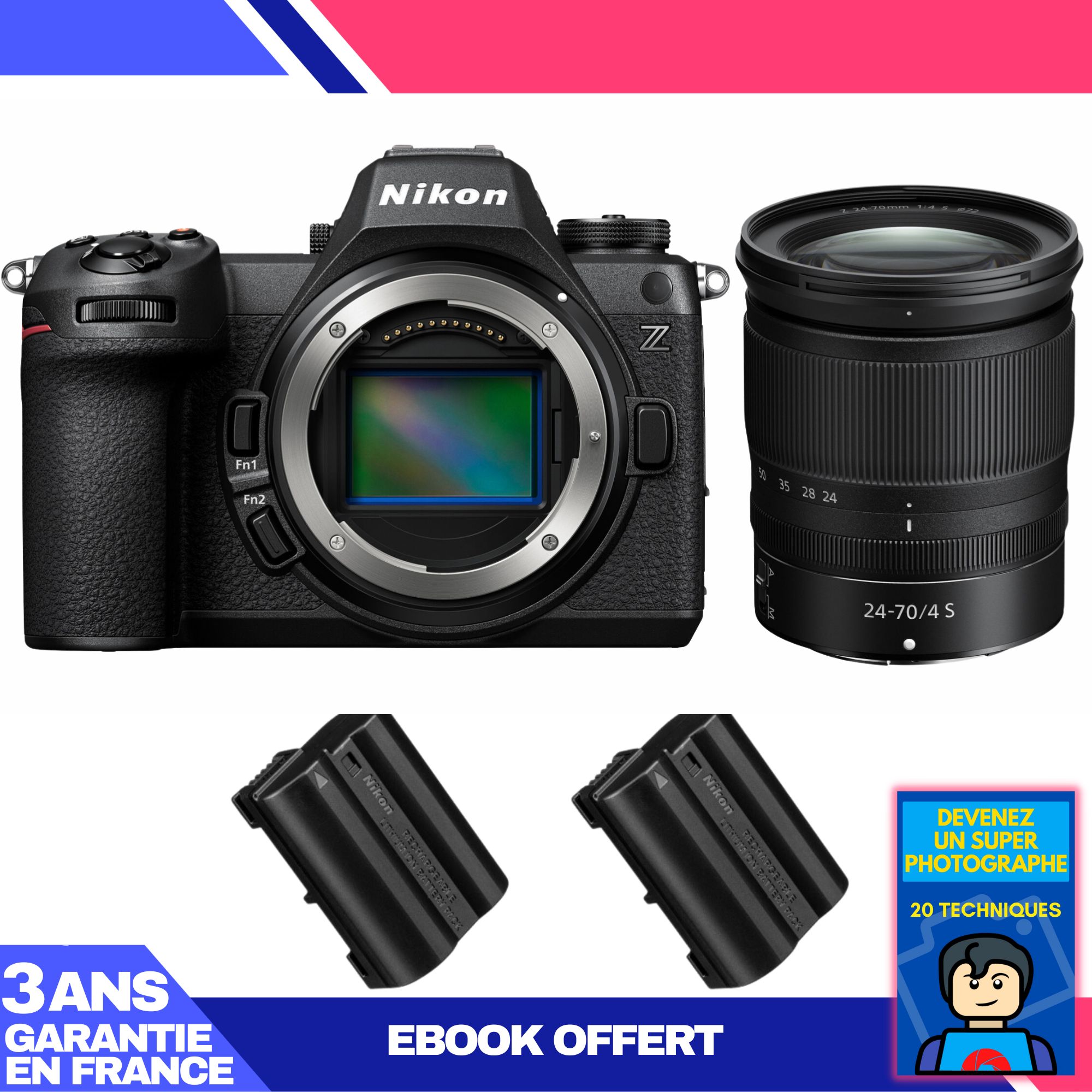 Nikon Z6 III Kit with Z 24-70mm f/4 S Lens + 2 EN-EL15c Batteries + Ebook: Become a Super Photographer