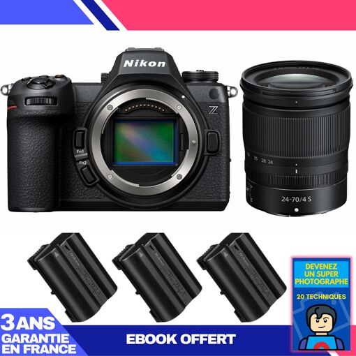 Nikon Z6 III Mirrorless Camera Kit with Z 24-70mm f/4 S Lens + 3 EN-EL15c Batteries + Ebook: Become a Super Photographer