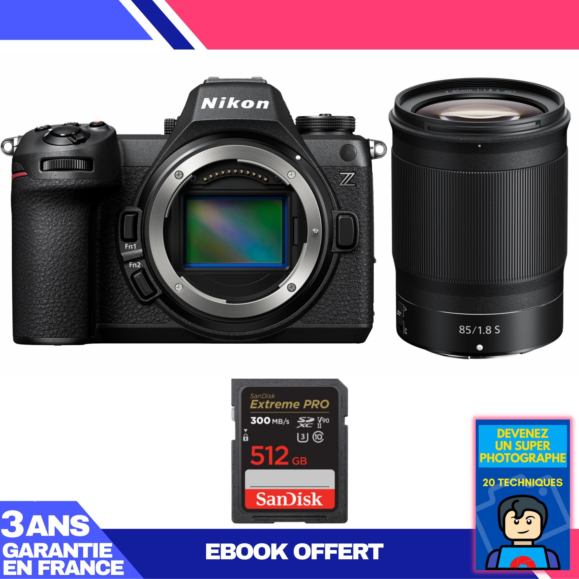 Kit Nikon Z6 III avec objectif Z 85mm f/1.8 S et carte SD Sandisk 512 Go Extreme PRO