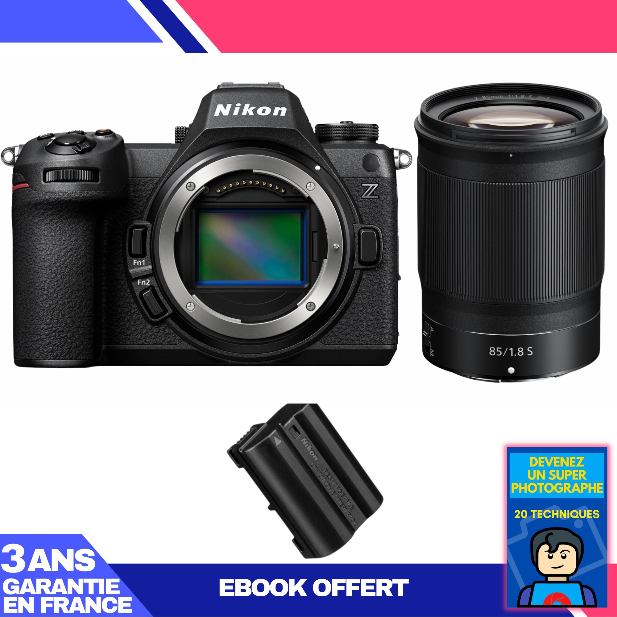 Nikon Z6 III Mirrorless Camera + Z 85mm f/1.8 S Lens + EN-EL15c Battery + 'Become a Super Photographer' Ebook