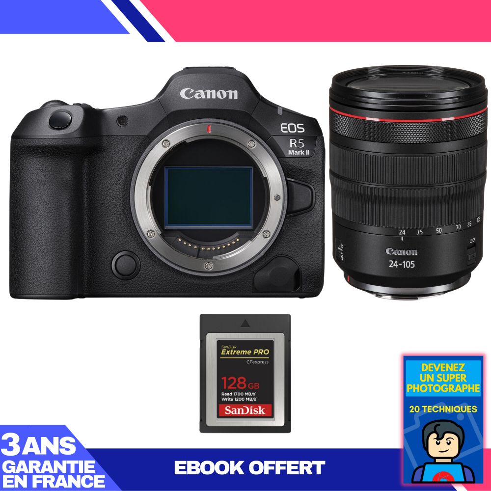 Canon EOS R5 Mark II + RF 24-105mm f/4 L IS USM + 128GB SanDisk Extreme PRO CFexpress Type B
