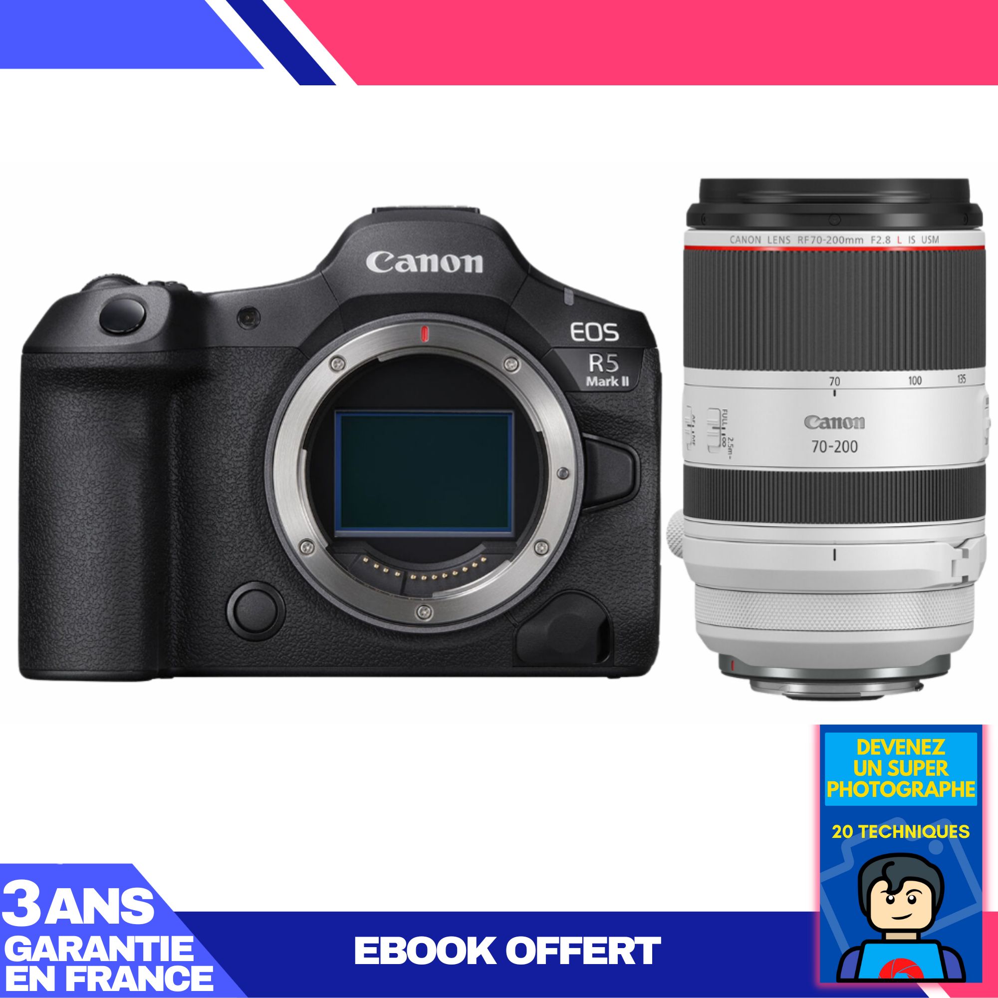 Canon EOS R5 Mark II Camera Kit with 70-200mm f/2.8 L IS USM Lens + Ebook: Become a Super Photographer