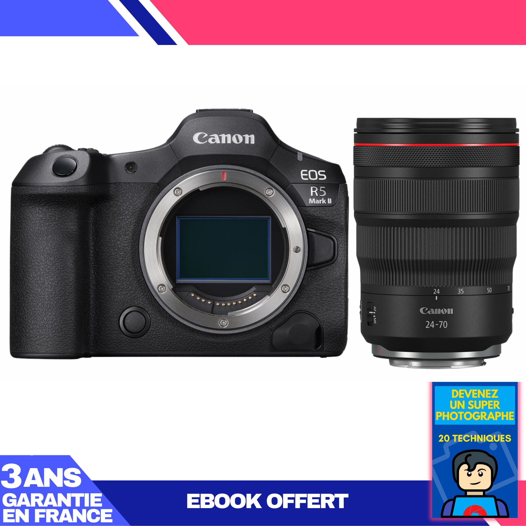 Cámara Canon EOS R5 Mark II + Objetivo 24-70mm f/2.8 L IS USM + Ebook 'Conviértete en un fotógrafo super'