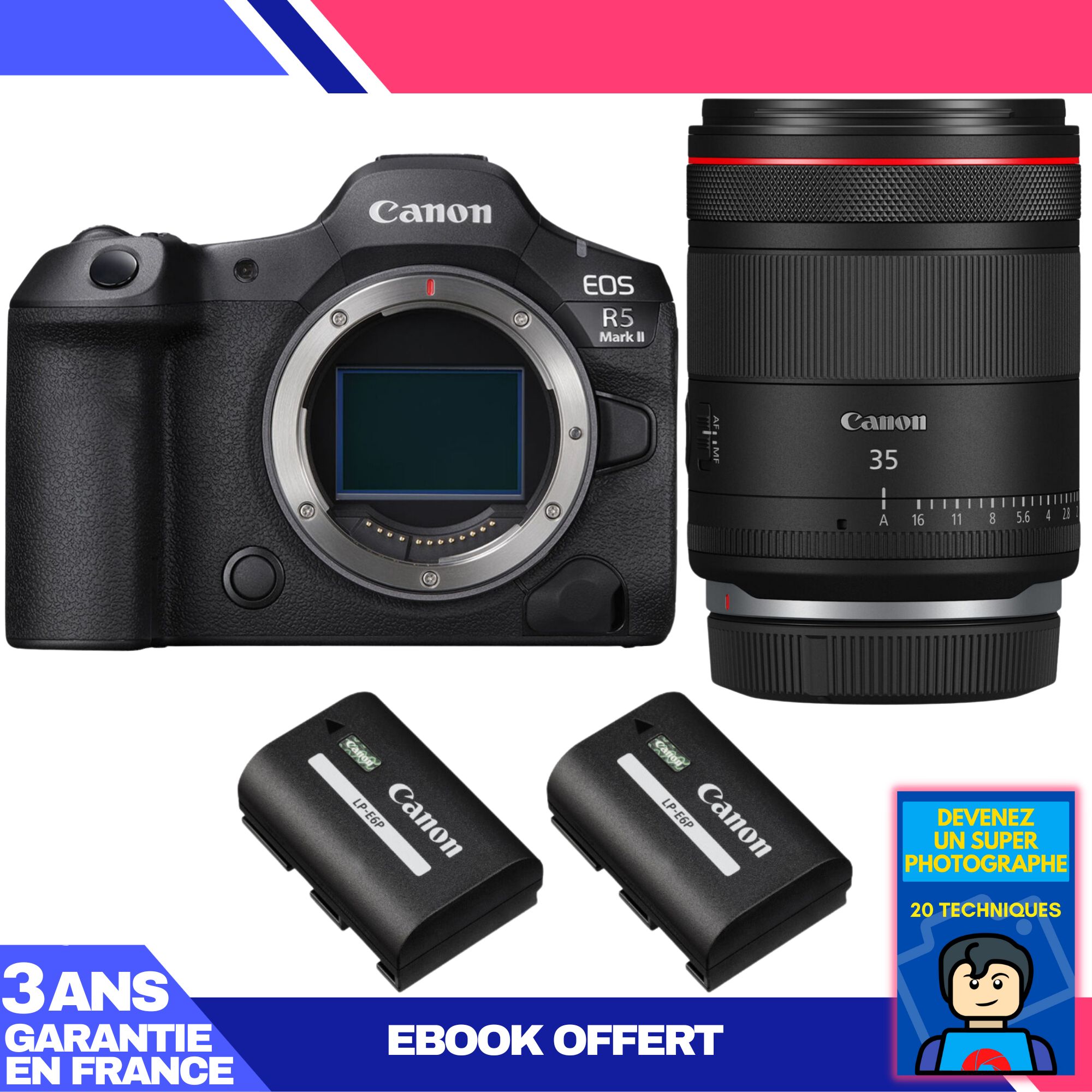Canon EOS R5 Mark II + RF 35mm f/1.4 L VCM Lens + 2 Canon LP-E6P Batteries + 'Become a Master Photographer' Ebook
