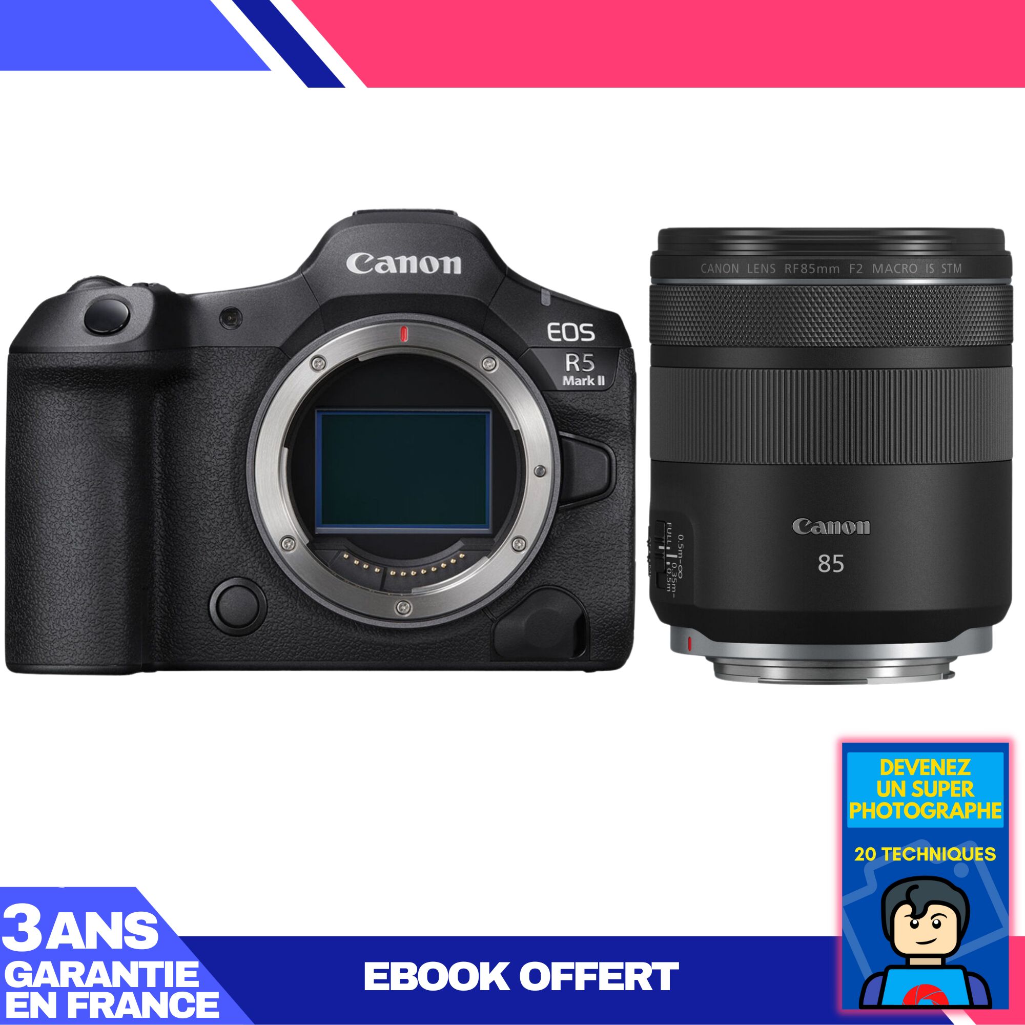Canon EOS R5 Mark II Camera + RF 85mm f/2 Macro IS STM Lens + Ebook: Become a Super Photographer