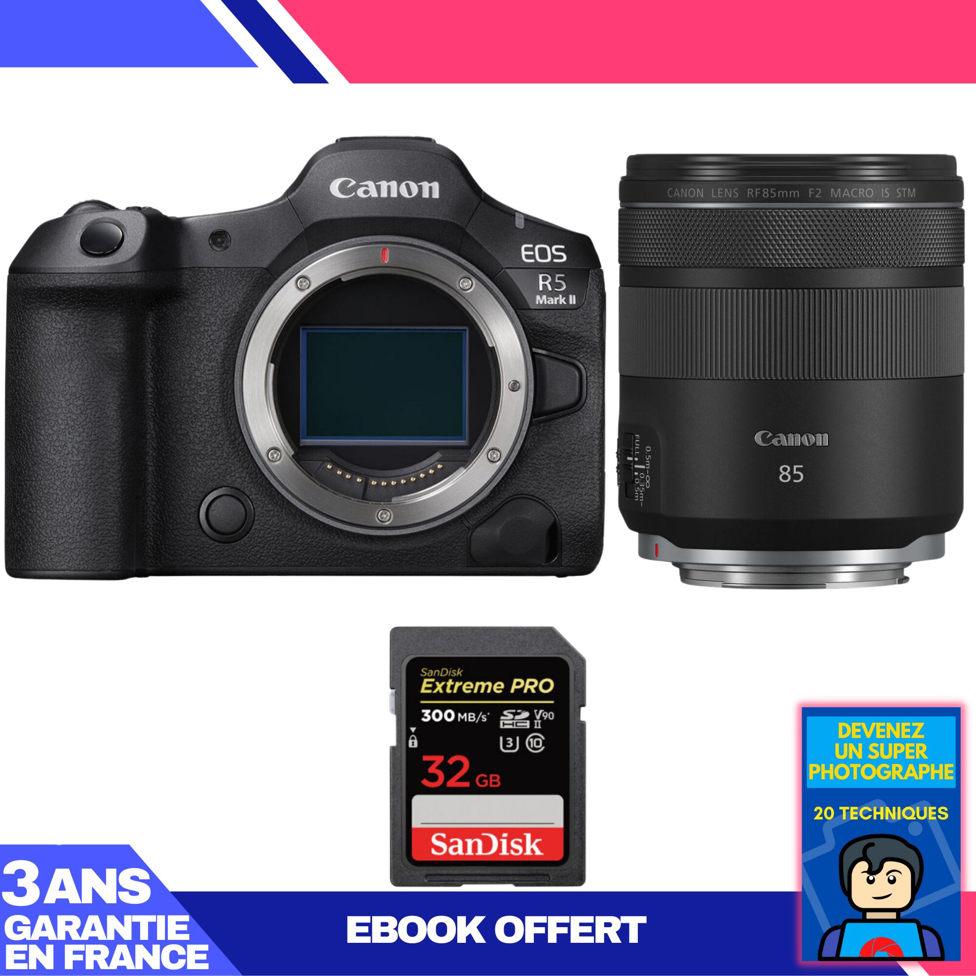 Canon EOS R5 Mark II + RF 85mm f/2 Macro IS STM + 32GB SanDisk Extreme PRO SDXC Card