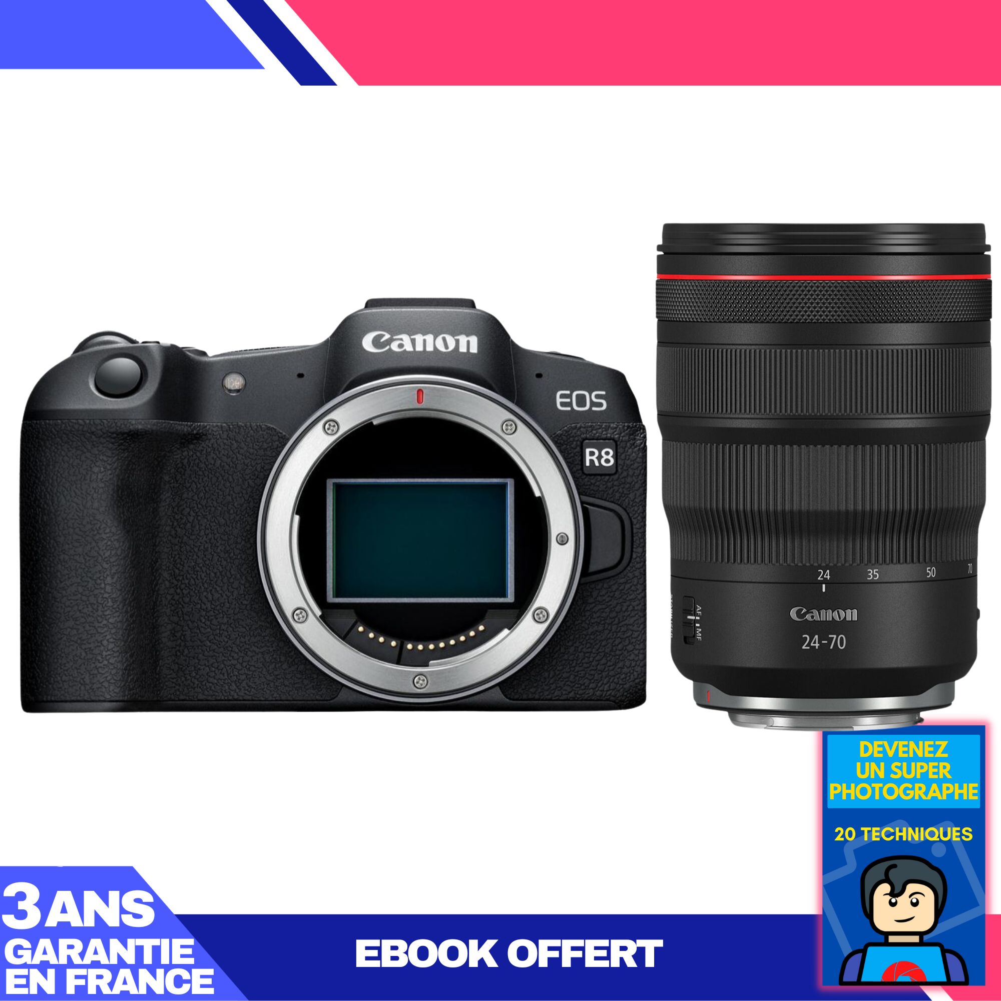 Canon EOS R8 Body + RF 24-70mm f/2.8 L IS USM Lens + Ebook 'Become a Super Photographer'