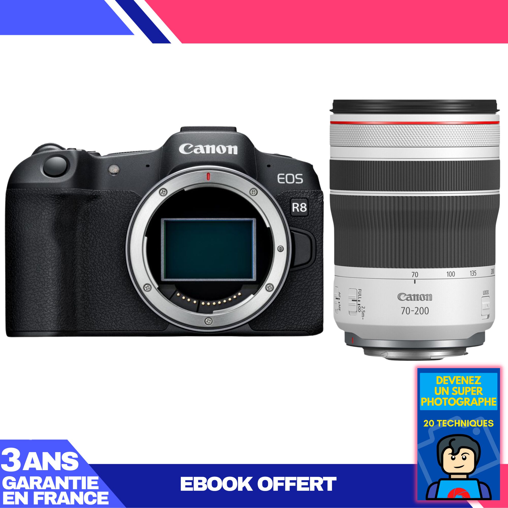 Canon EOS R8 Body + RF 70-200mm f/4 L IS USM Lens + 'Become a Super Photographer' Ebook