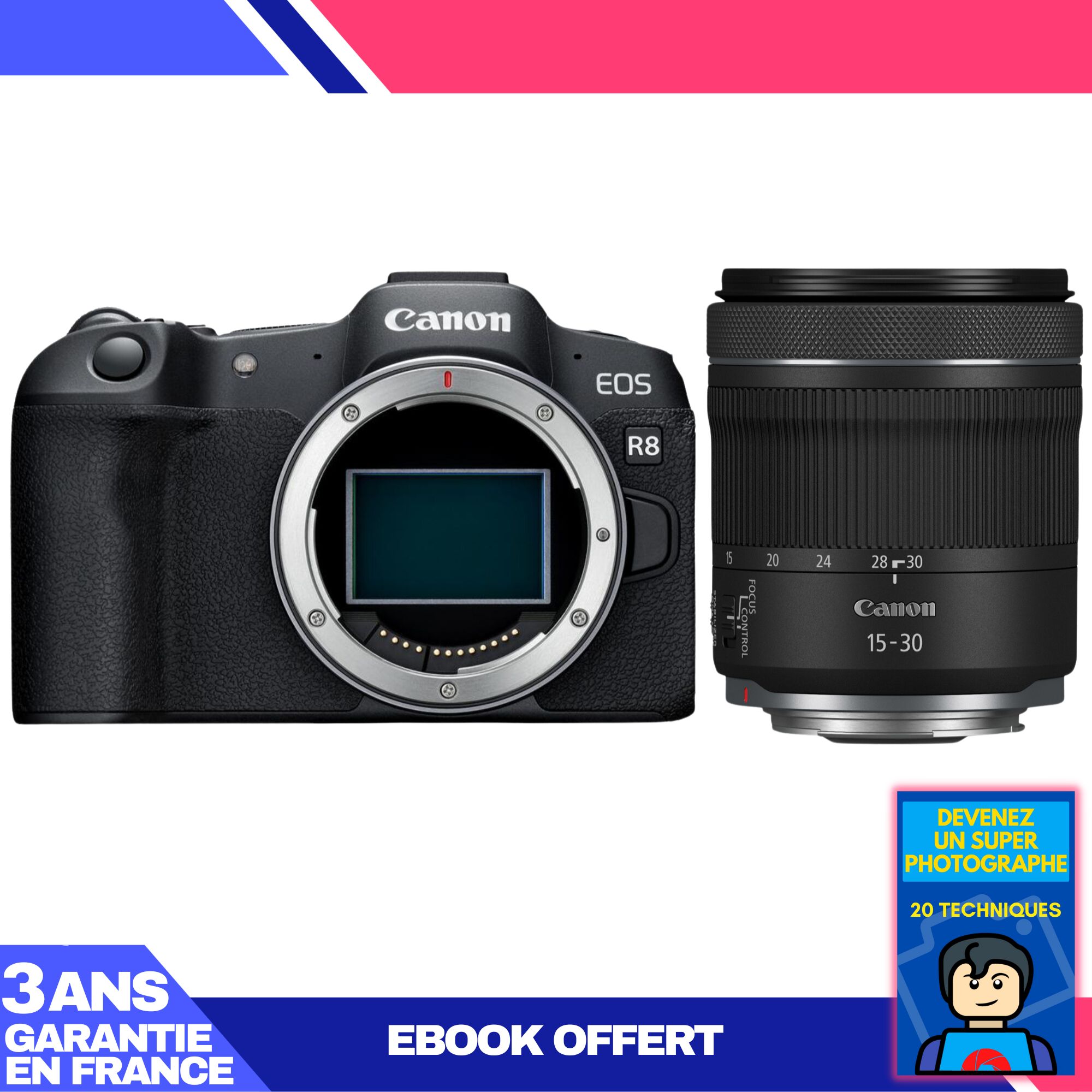 Canon EOS R8 Camera Kit with RF 15-30mm f/4.5-6.3 IS STM Lens + 'Become a Super Photographer' Ebook