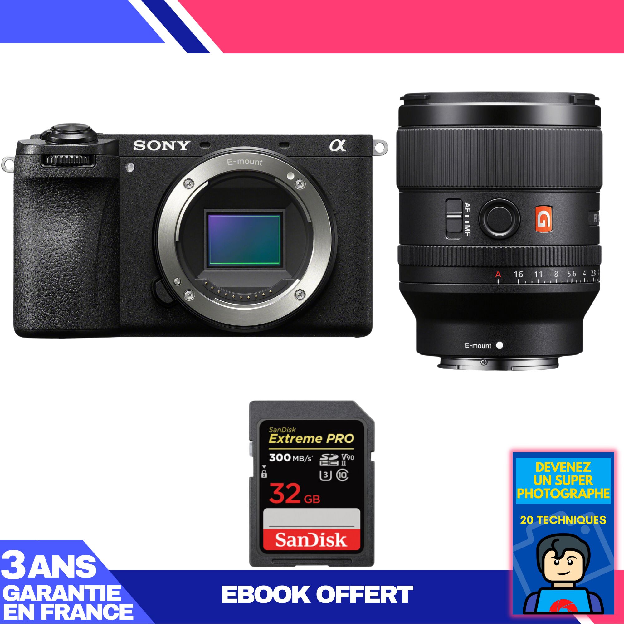 Sony A6700 Camera + FE 35mm f/1.4 GM Lens + 1x 32GB SanDisk Extreme PRO UHS-II SDXC Card + 'Become a Super Photographer' Ebook