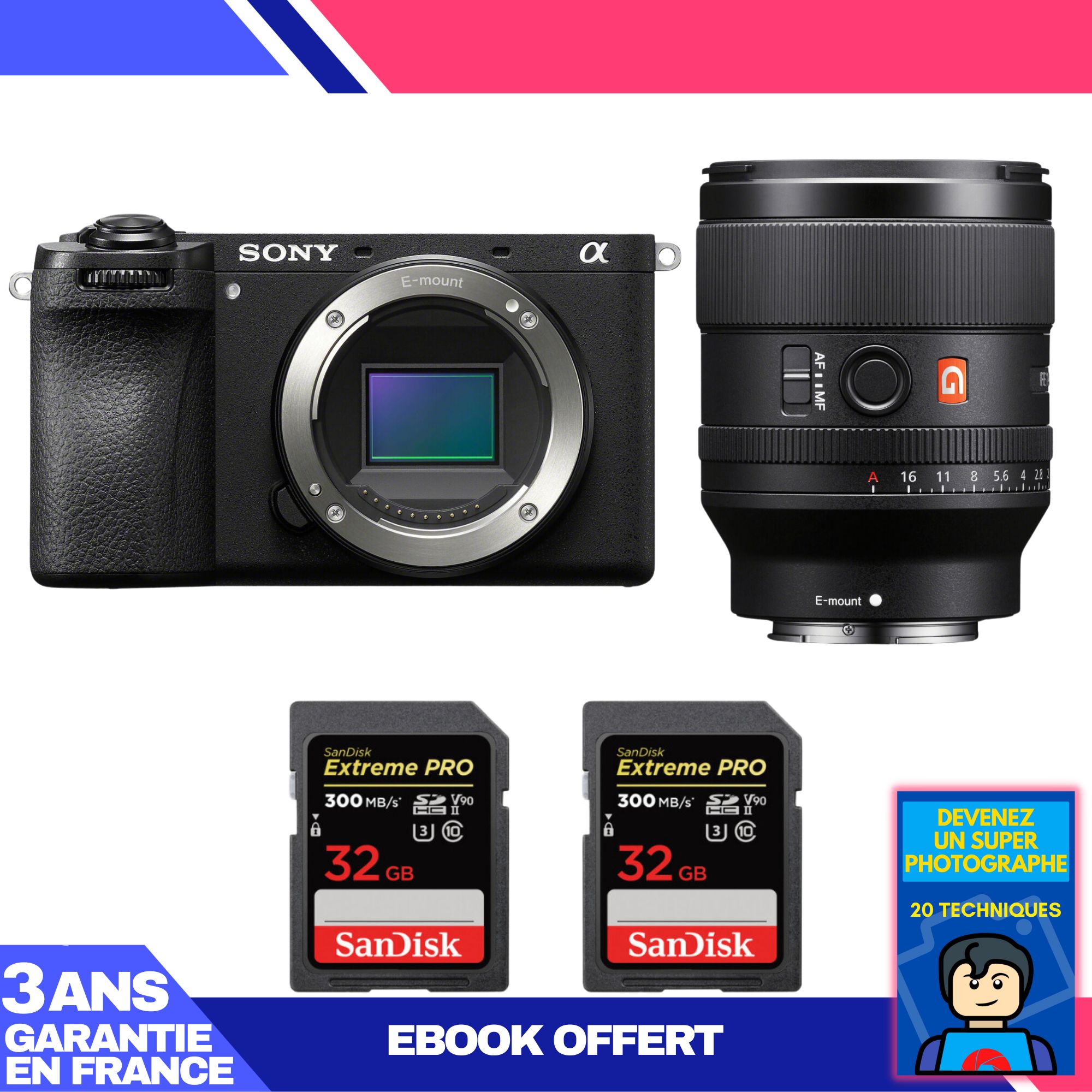 Sony A6700 + FE 35mm f/1.4 GM Lens + 2 SanDisk 32GB Extreme PRO UHS-II SDXC Cards + 'Become a Super Photographer' Ebook