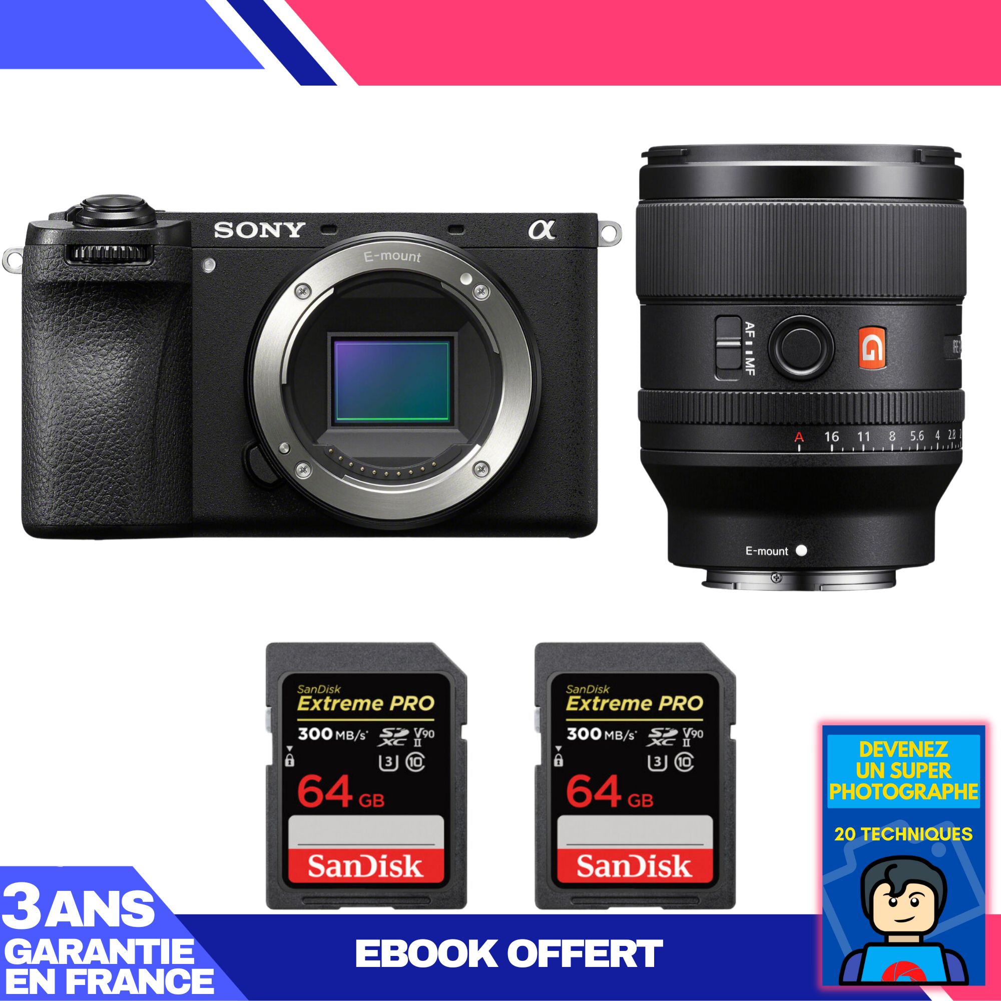 Sony A6700 Mirrorless Camera + FE 35mm f/1.4 GM Lens + 2 SanDisk 64GB Extreme PRO UHS-II SDXC Cards