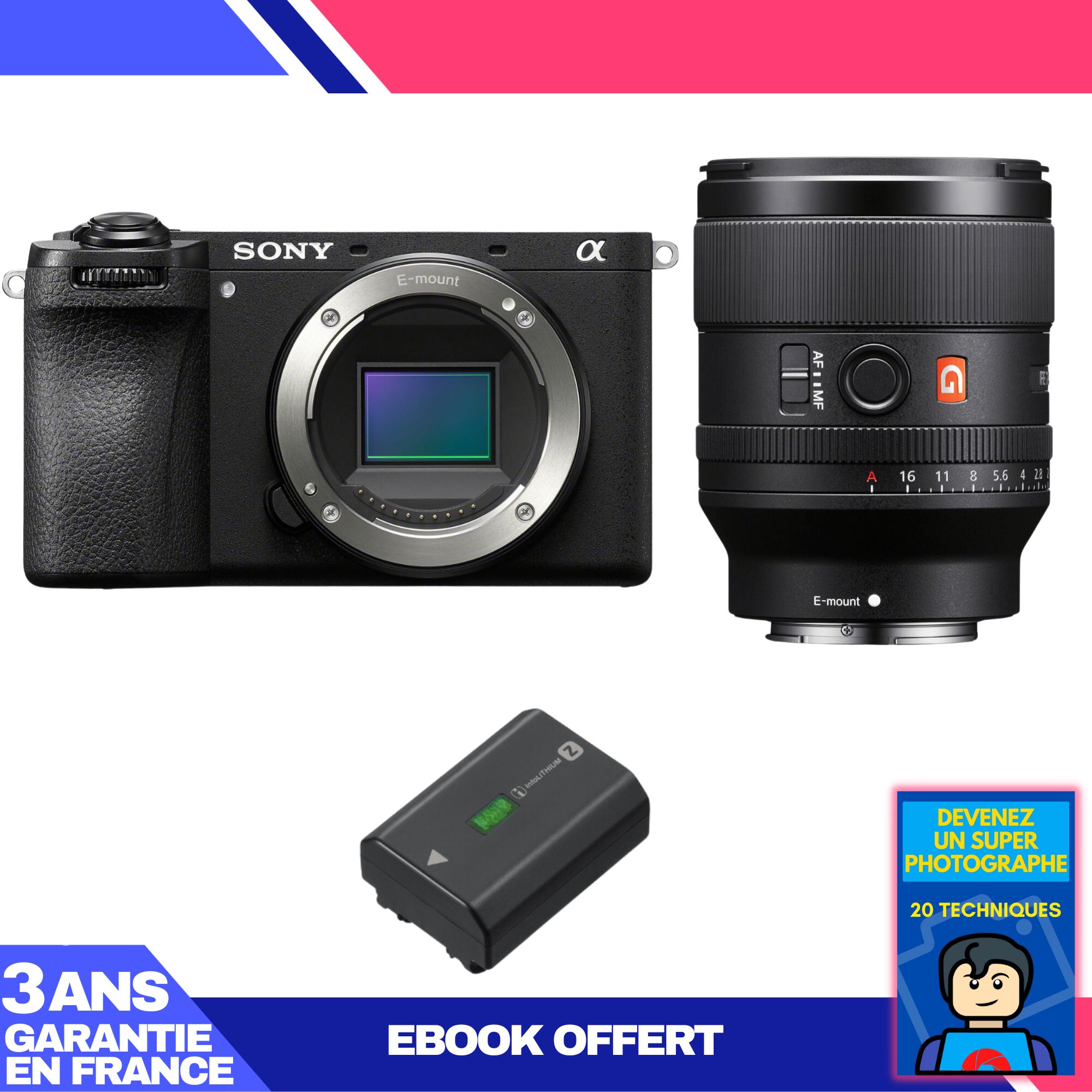 Sony A6700 Mirrorless Camera + FE 35mm f/1.4 GM Lens + Sony NP-FZ100 Battery + 'Become a Super Photographer' Ebook