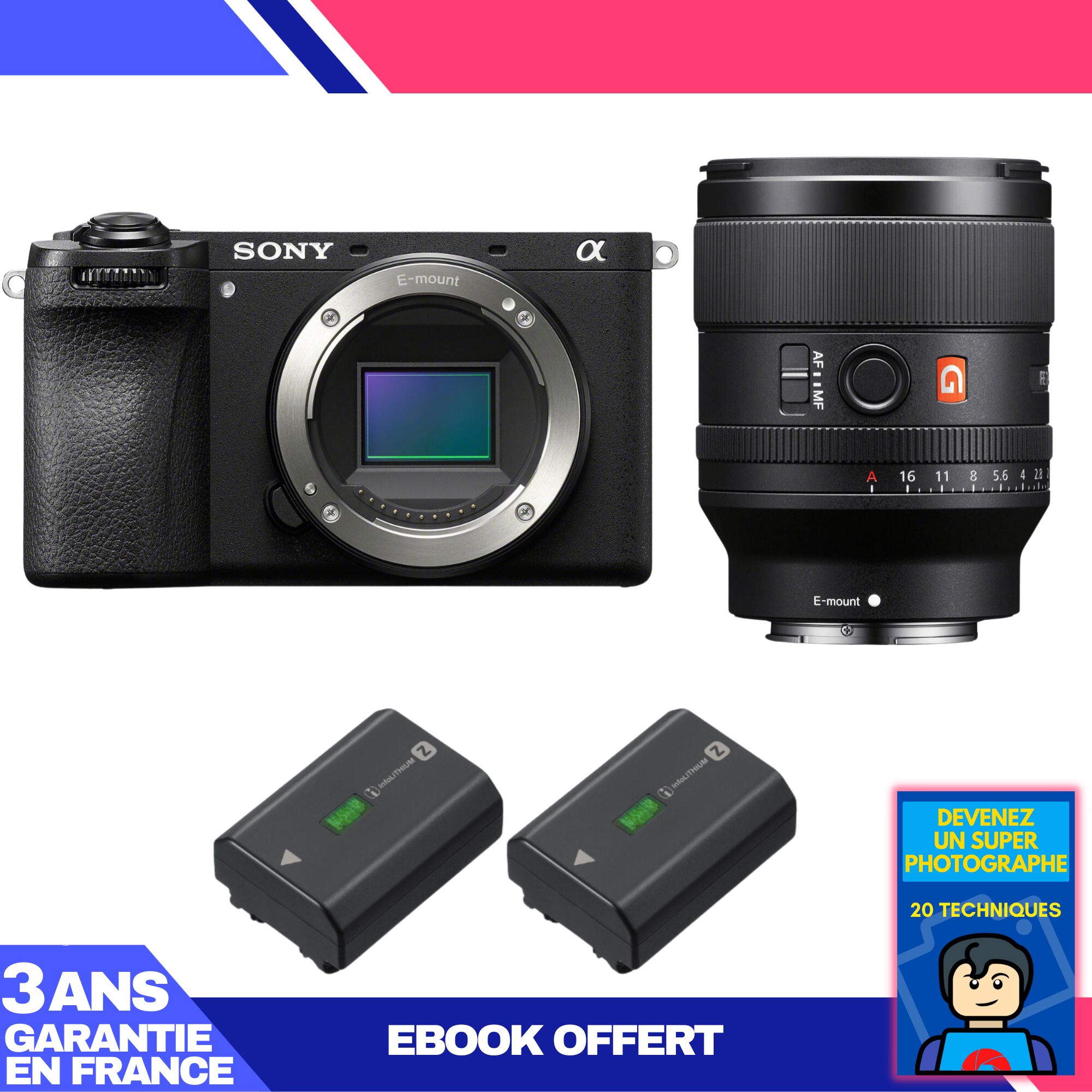 Sony A6700 + FE 35mm f/1.4 GM Lens + 2 Sony NP-FZ100 Batteries + 'Become a Super Photographer' Ebook