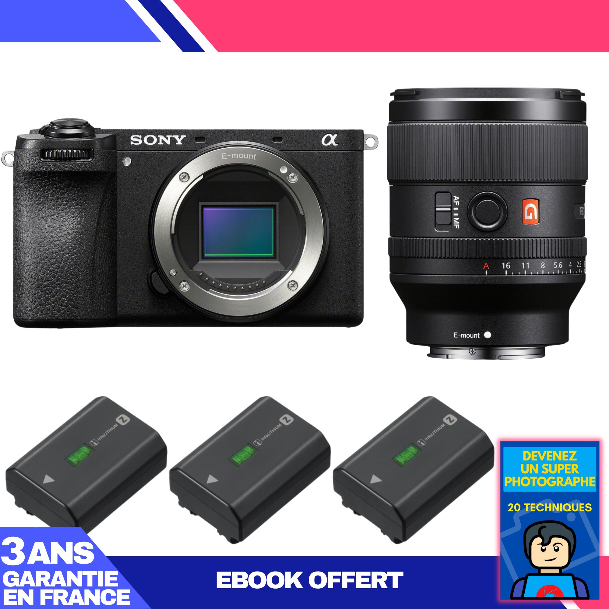 Sony A6700 Mirrorless Camera + FE 35mm f/1.4 GM Lens + 3 Sony NP-FZ100 Batteries + 'Become a Super Photographer' Ebook