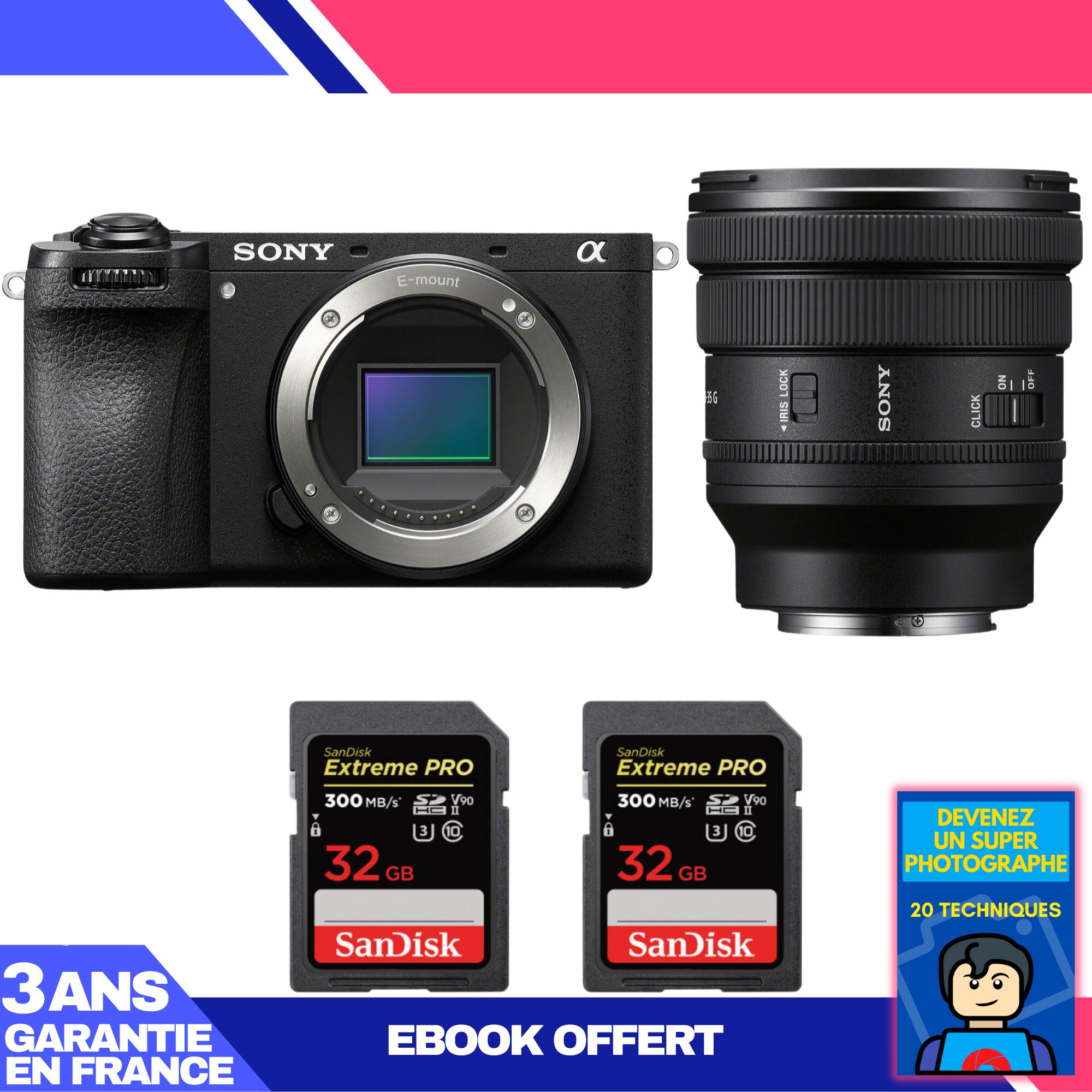 Sony A6700 + FE PZ 16-35mm f/4 G Lens + 2x SanDisk 32GB Extreme PRO UHS-II SDXC Cards