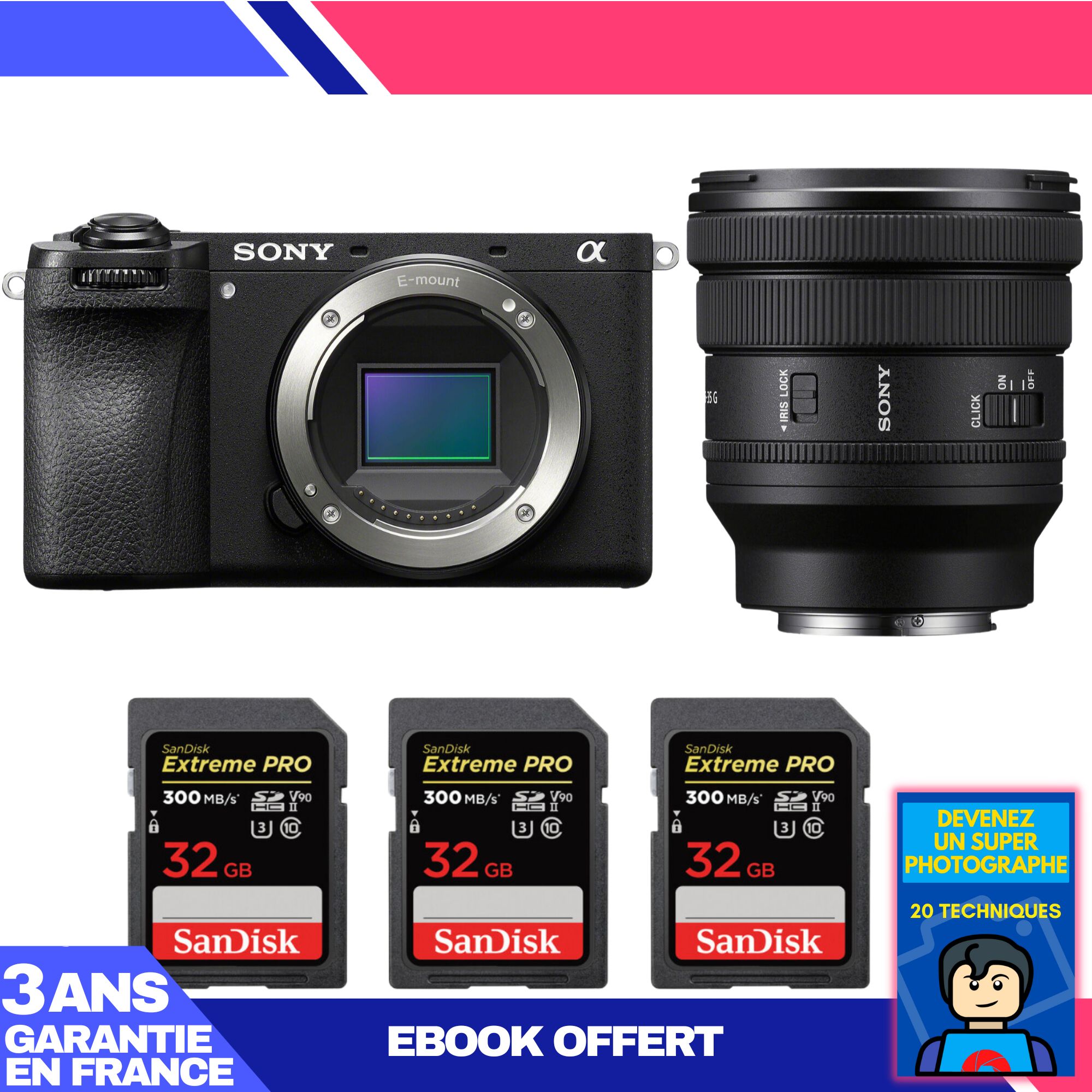 Sony A6700 Mirrorless Camera + FE PZ 16-35mm f/4 G Lens + 3 SanDisk 32GB Extreme PRO UHS-II SDXC Cards