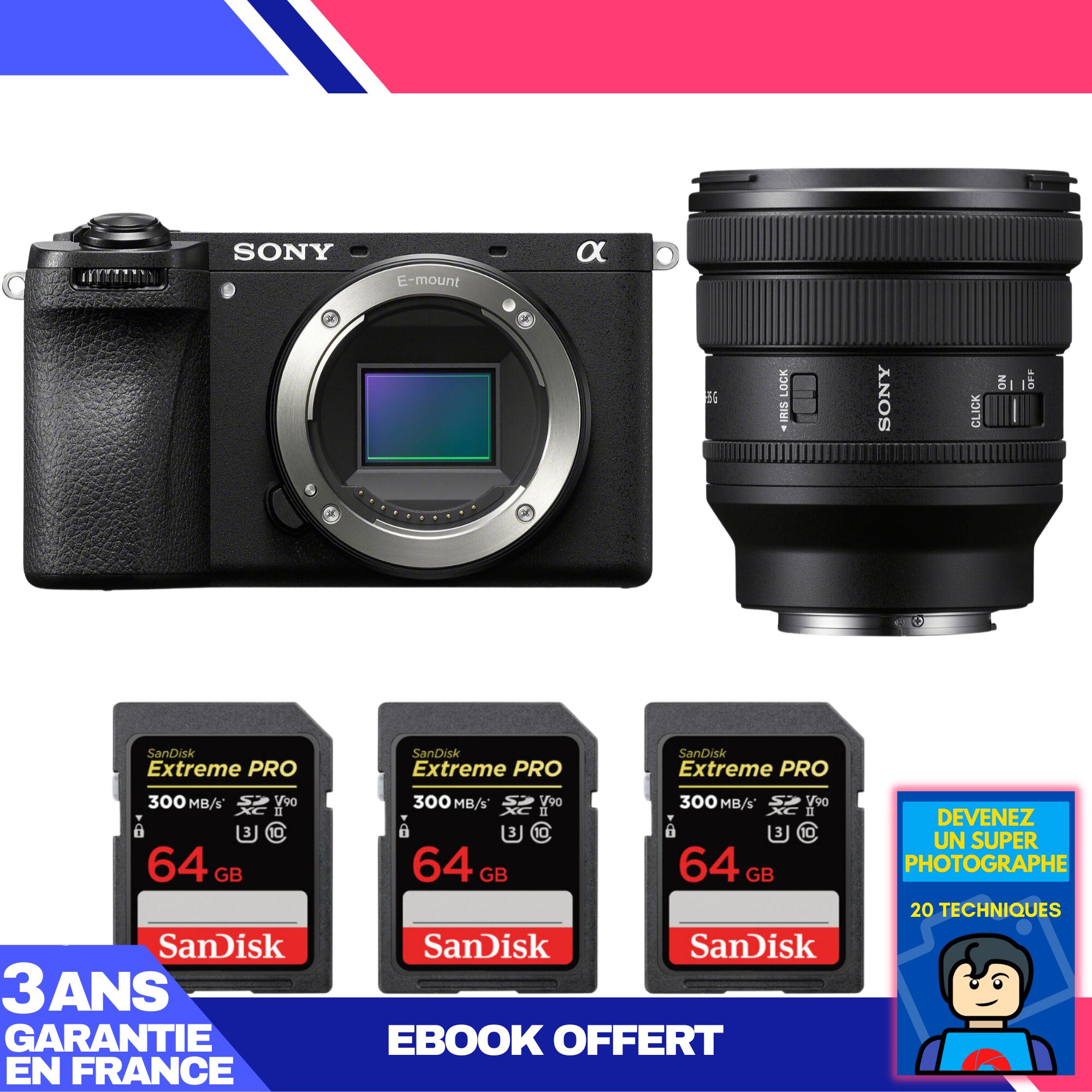 Sony A6700 Mirrorless Camera + FE PZ 16-35mm f/4 G Lens + 3 SanDisk 64GB Extreme PRO UHS-II SDXC Cards